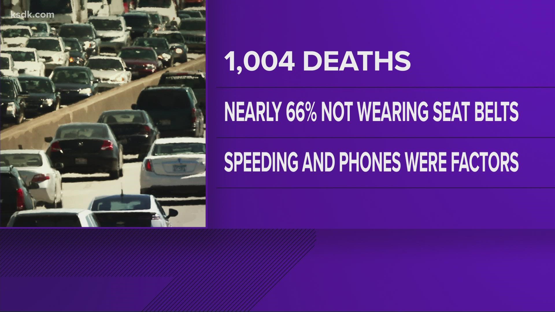 Lack of seat belts, cell phone use while driving and speeding were significant factors in the deaths, the Missouri Department of Transportation said.