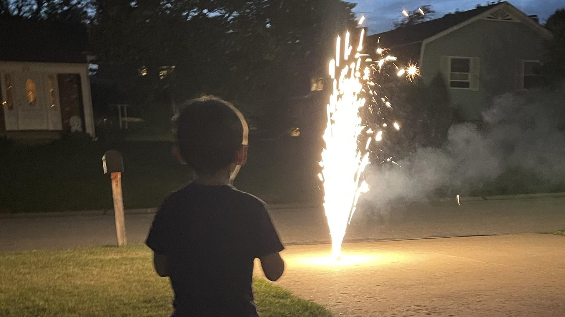 Owen watched the silent fireworks