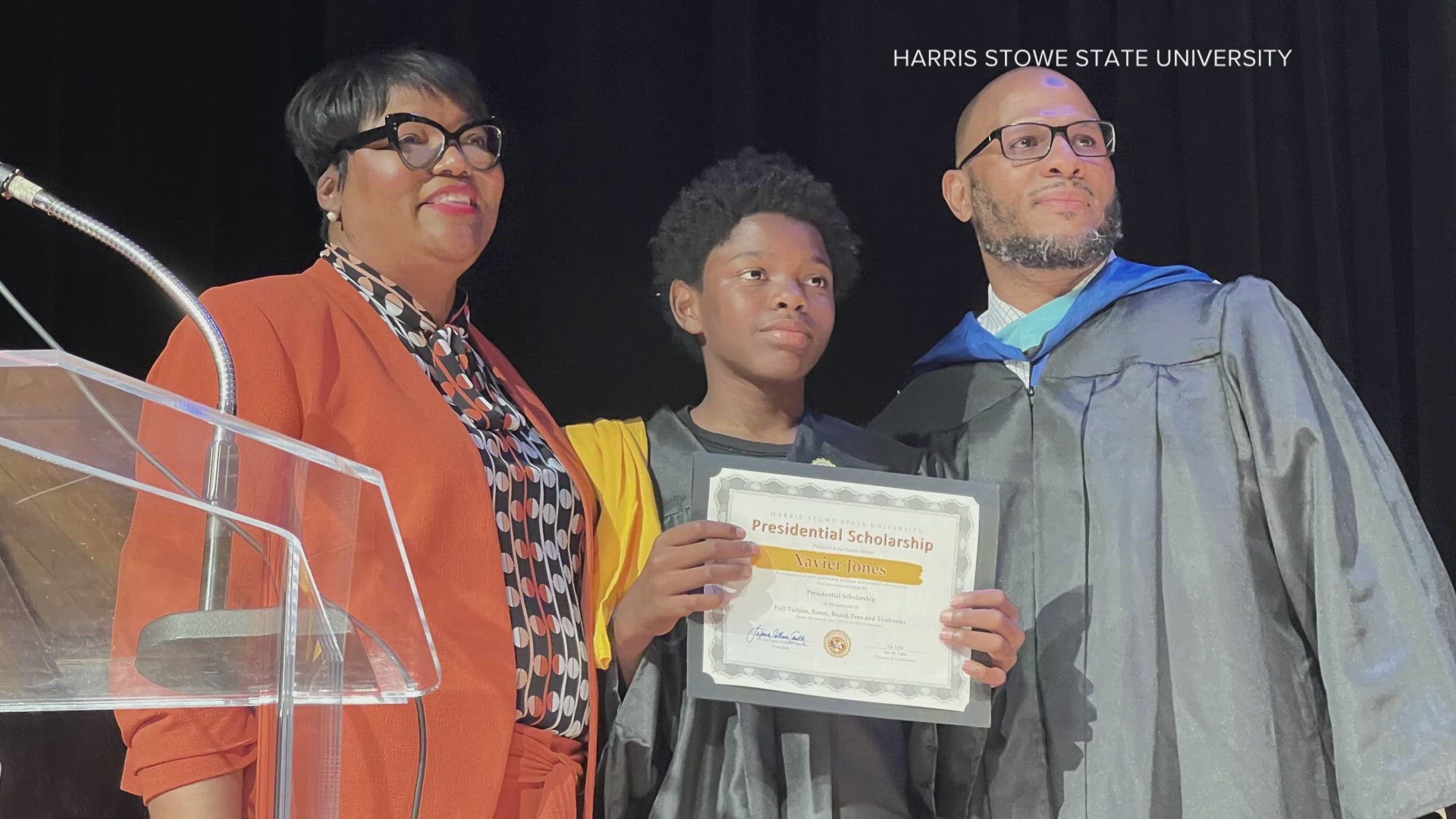 Xavier Jones walked to 6.5 miles to his middle school graduation in May. He was given a full ride scholarship to attend Harris Stowe State University for the journey