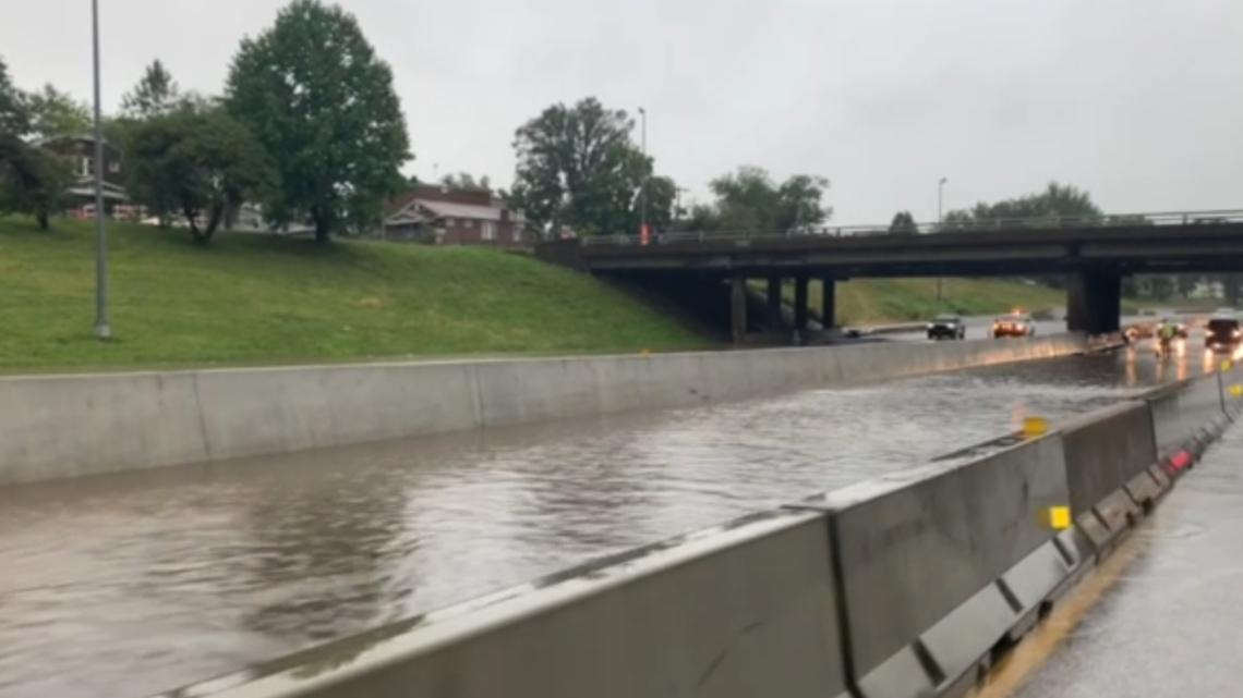 Flooding seen on Interstate 55 in the St. Louis area | ksdk.com