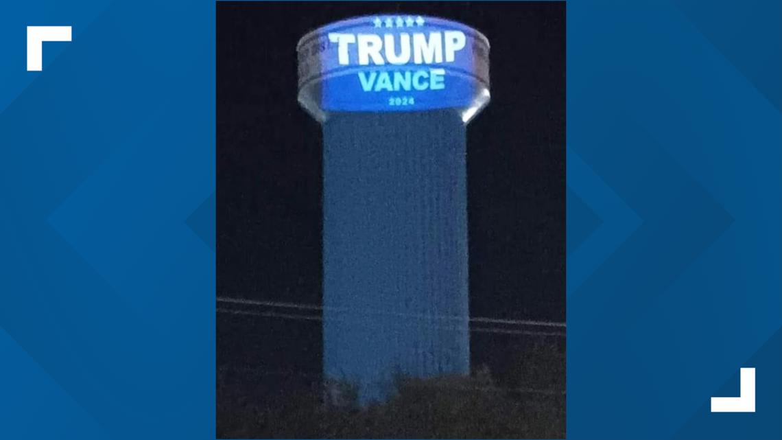 Unauthorized political ads projected onto water towers | ksdk.com