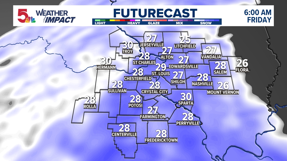 Weather Impact Alert for Friday with a round of light snow expected in ...
