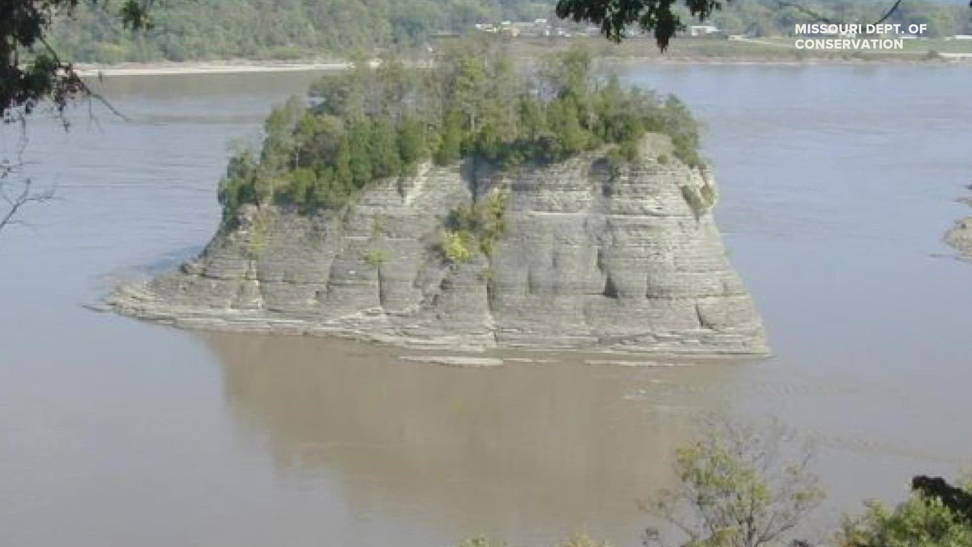 The formation in the Mississippi River that reached sudden popularity in recent weeks is no longer accessible. This is an undated photo.