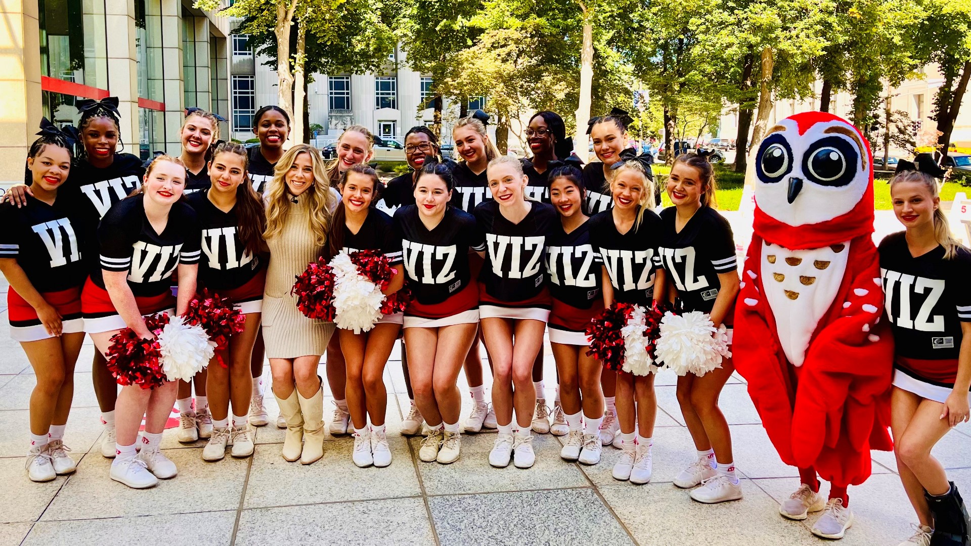 The Visitation Academy Cheerleaders join Mary C. for Tailgate Friday on Television Plaza.