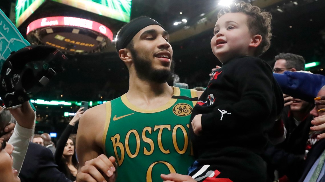 WATCH: Jayson Tatum's son Duece refuses to dap Cavaliers guard