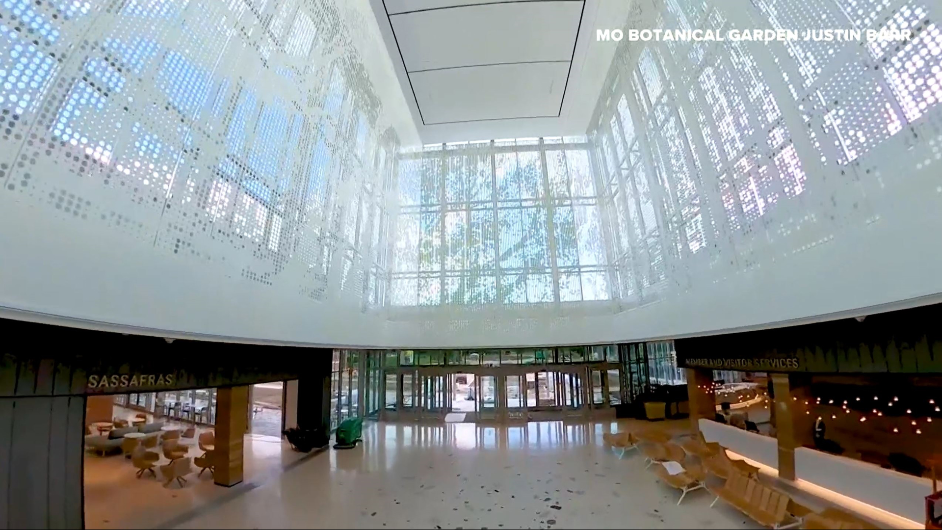 MoBot's Jack C. Taylor Visitor Center opened to the public Saturday. Drone video provided by the garden shows a fly-through of the brand new center.