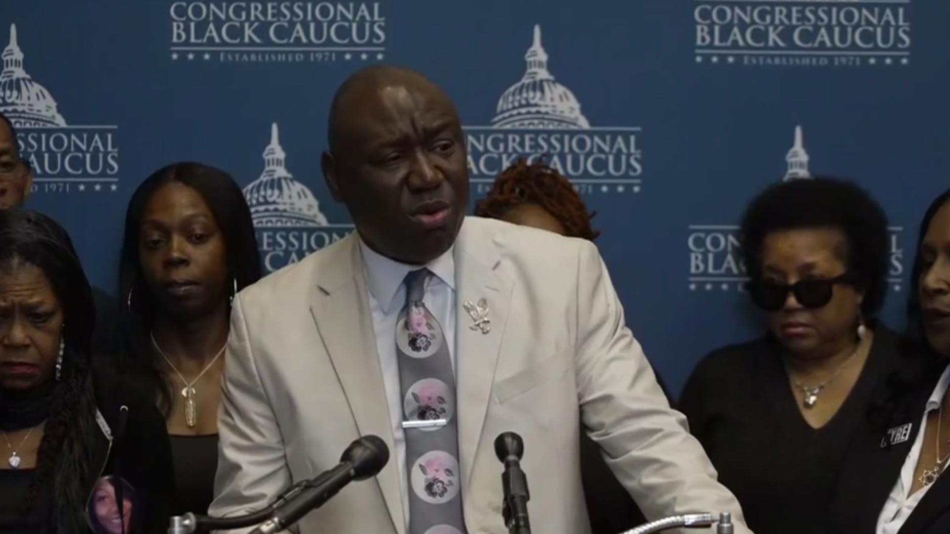 Civil rights attorney Ben Crump joins families affected by police violence for a press conference on criminal justice reform.