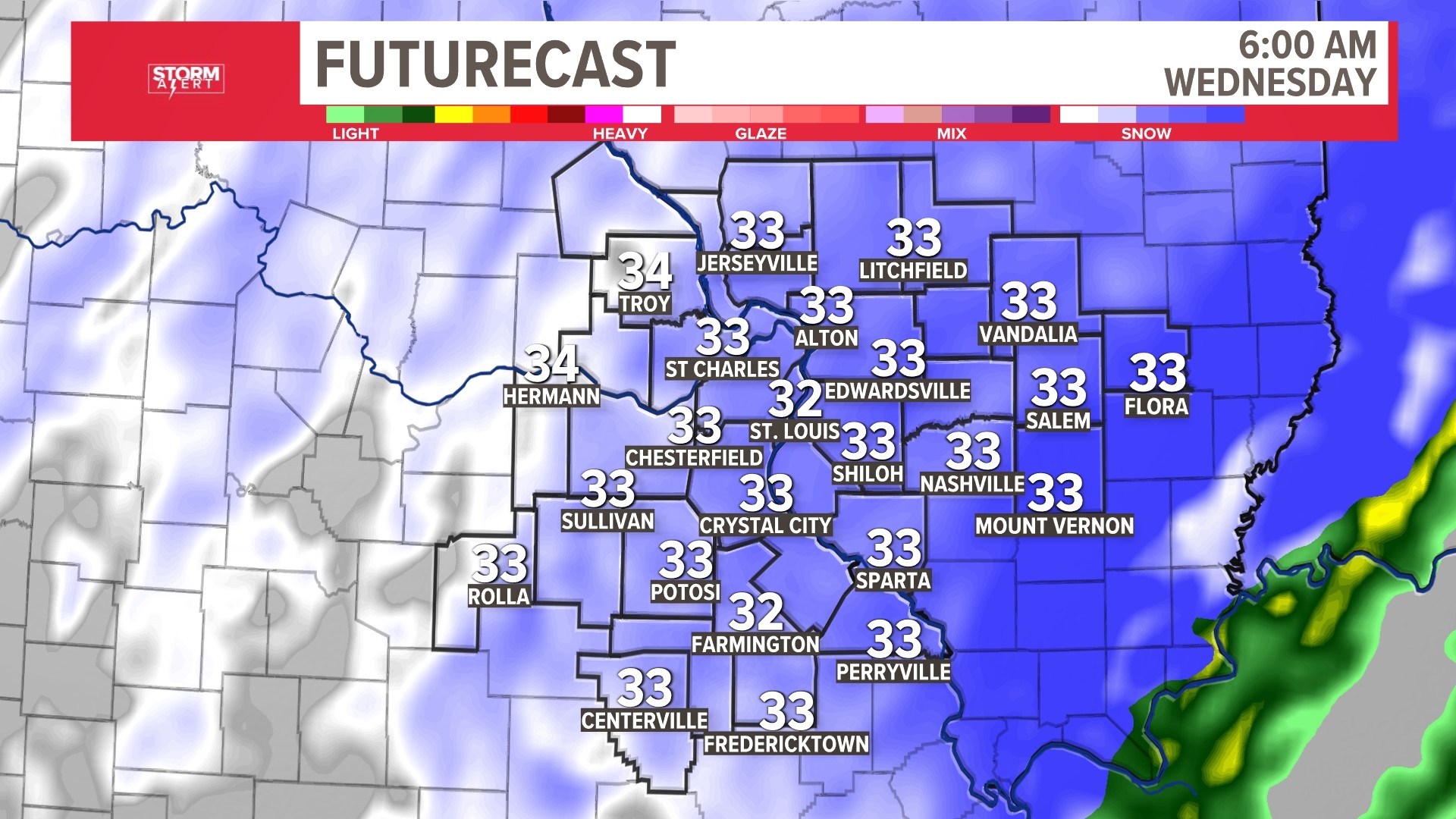 St. Louis weather forecast Snow Tuesday night into Wednesday