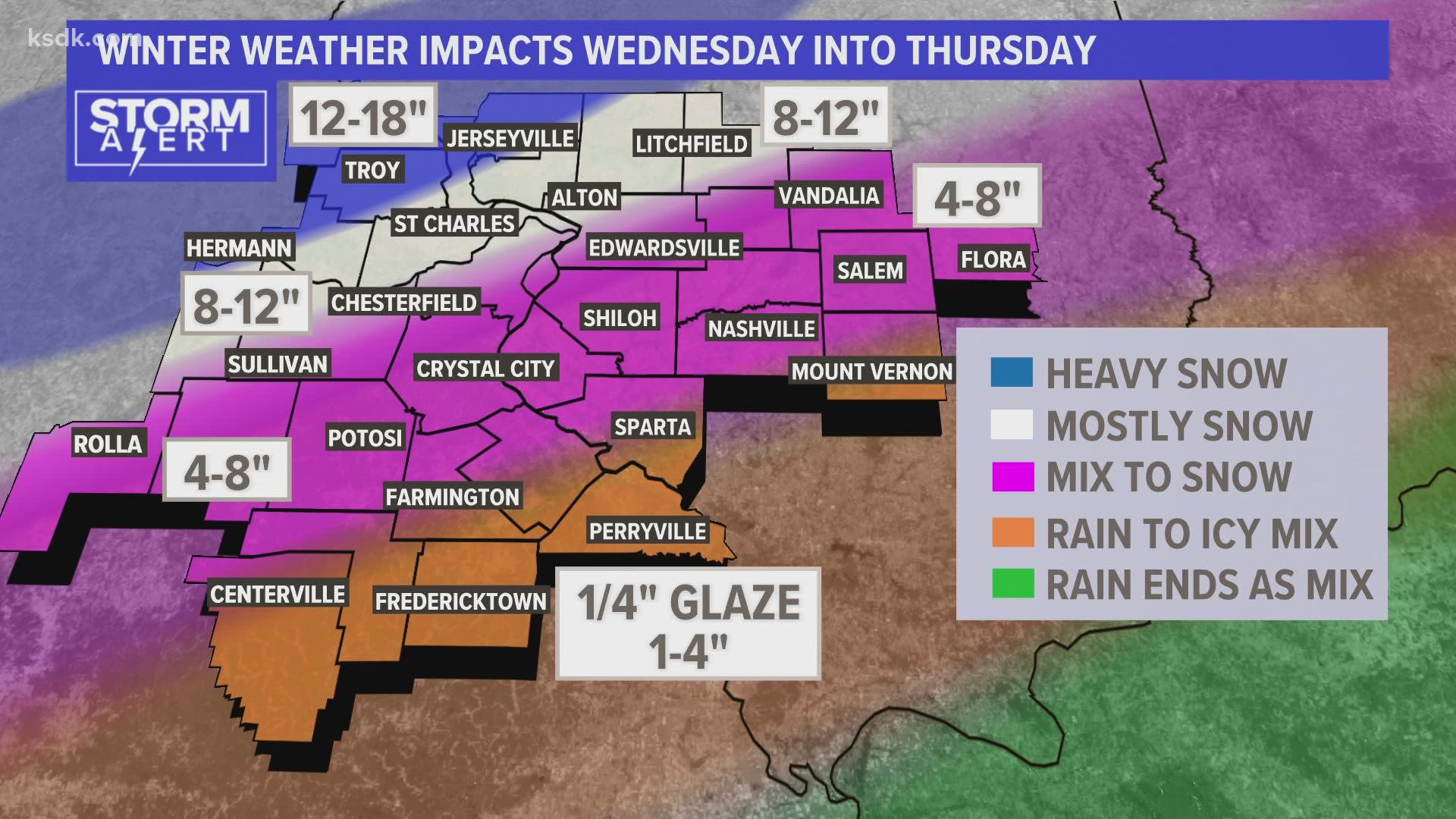 Anthony Slaughter breaks down the latest on the midweek winter storm. Forecast as of Feb. 1 at 10 a.m.