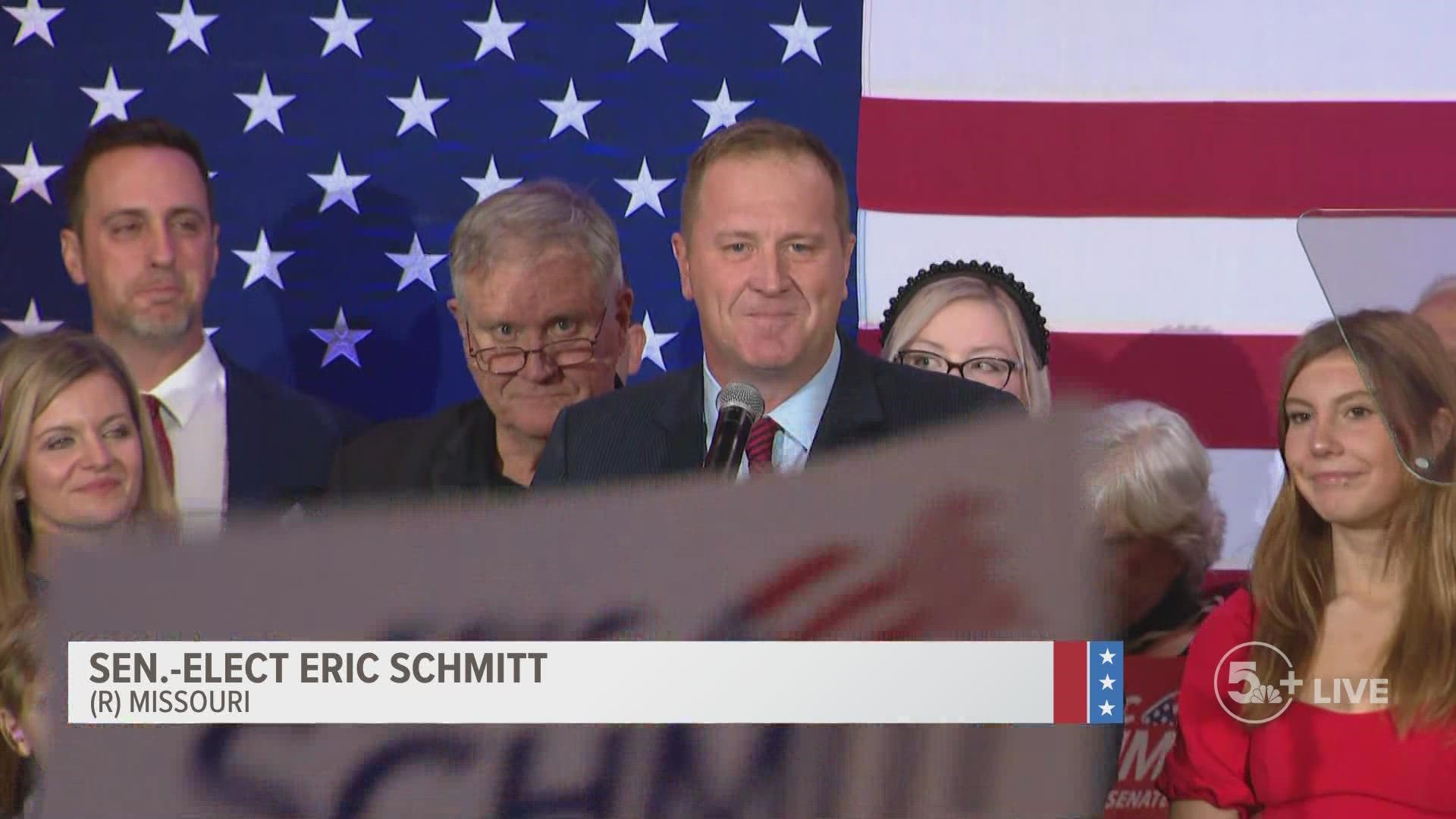 Eric Schmitt will take the seat occupied for the past 12 years by Republican Roy Blunt.