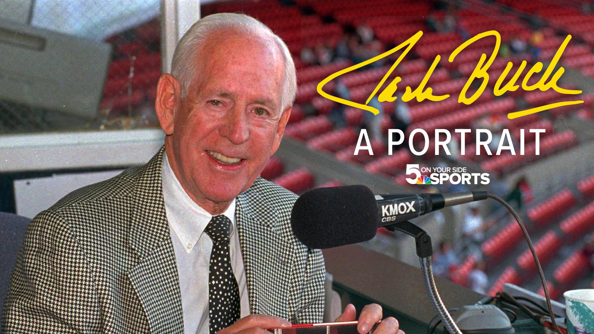 KSDK sports director Jay Randolph looks at the career of St. Louis Cardinals broadcaster Jack Buck on the day of his induction into baseball's Hall of Fame in 1987.