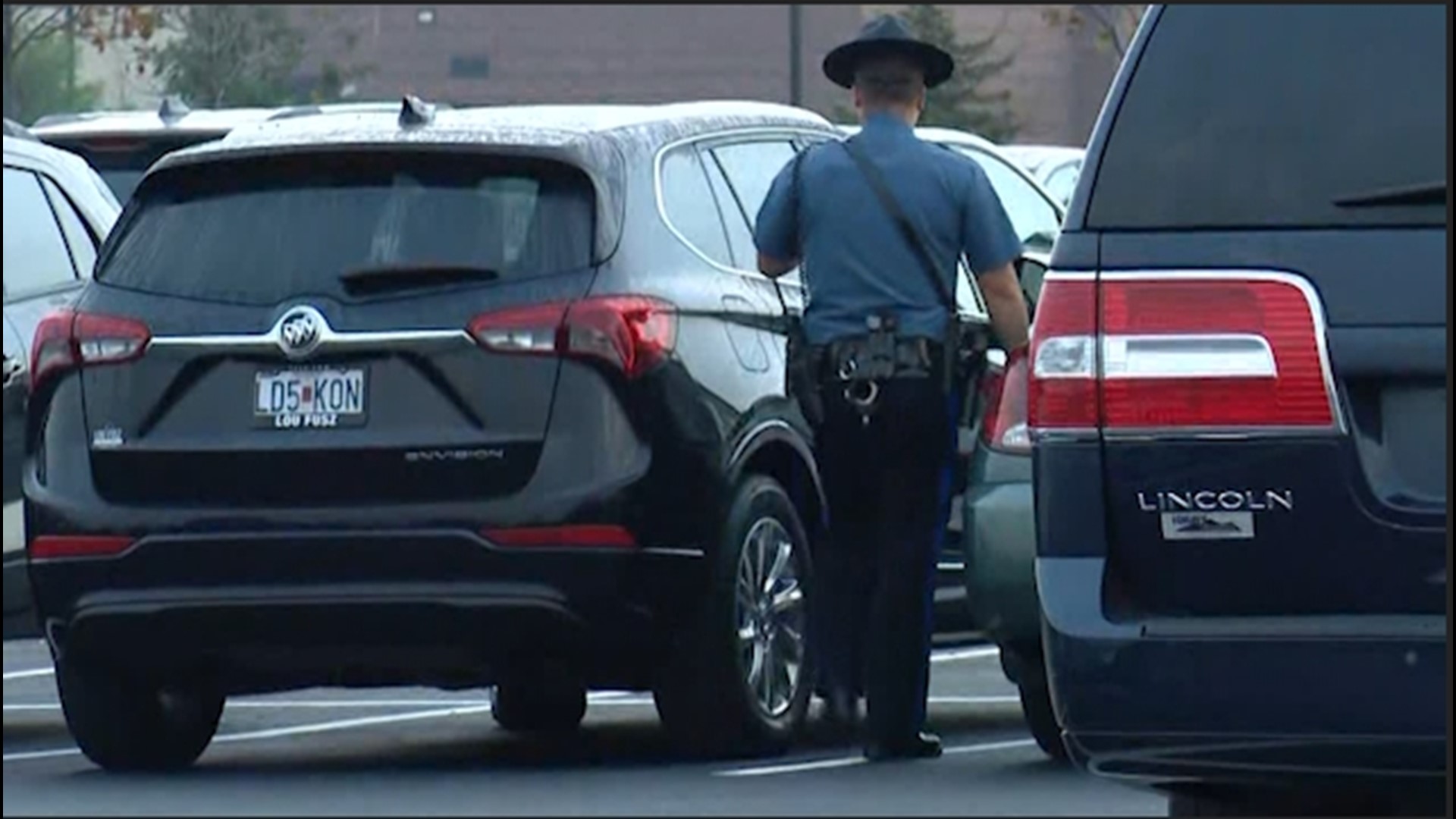 The Missouri State Highway Patrol and other local police search parking lot of Mercy Hospital South for escaped inmate. His whereabouts are unknown as of Thursday.