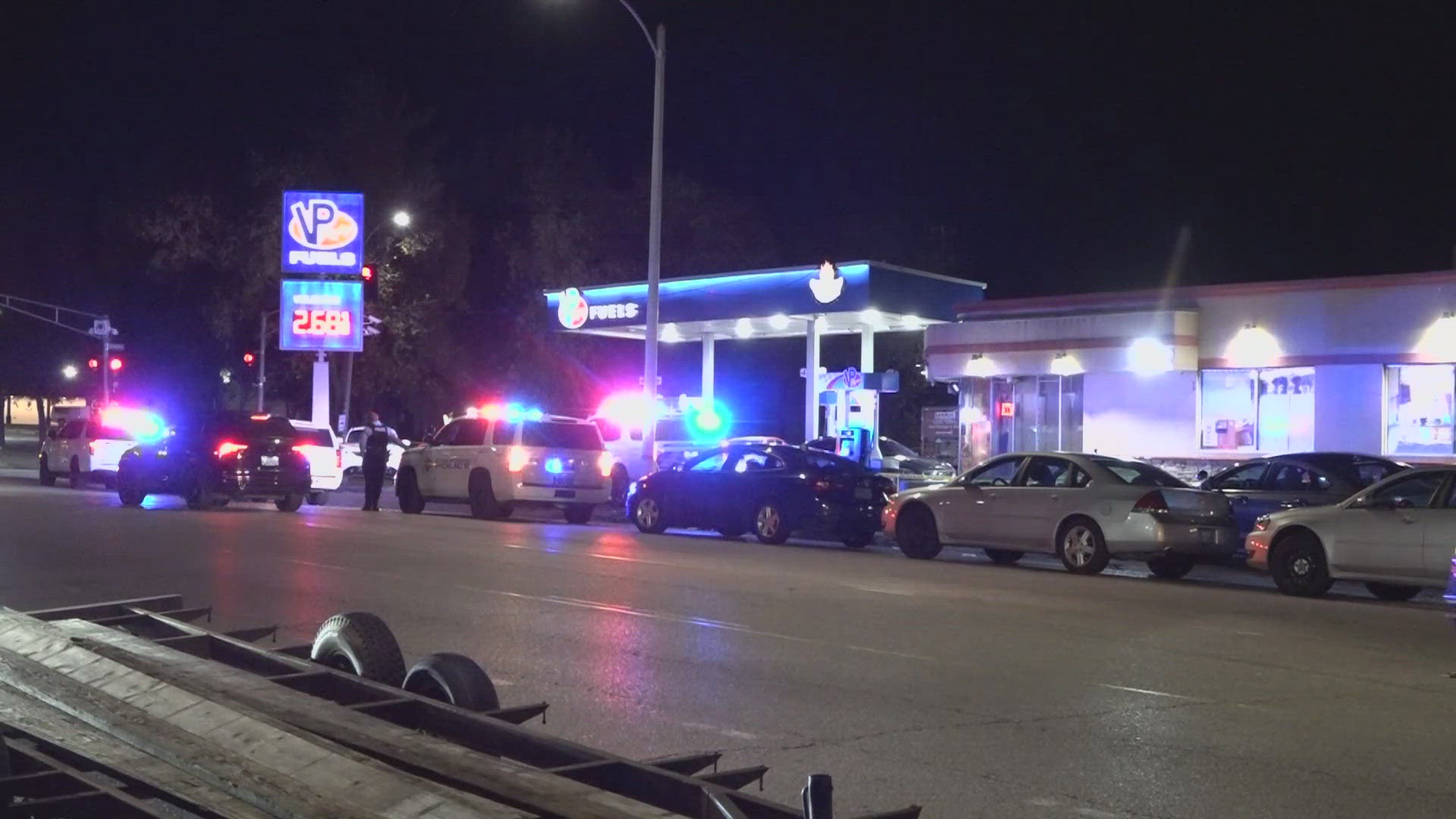 Police said the shooting happened Tuesday at the Speedy Gas station on North Broadway.