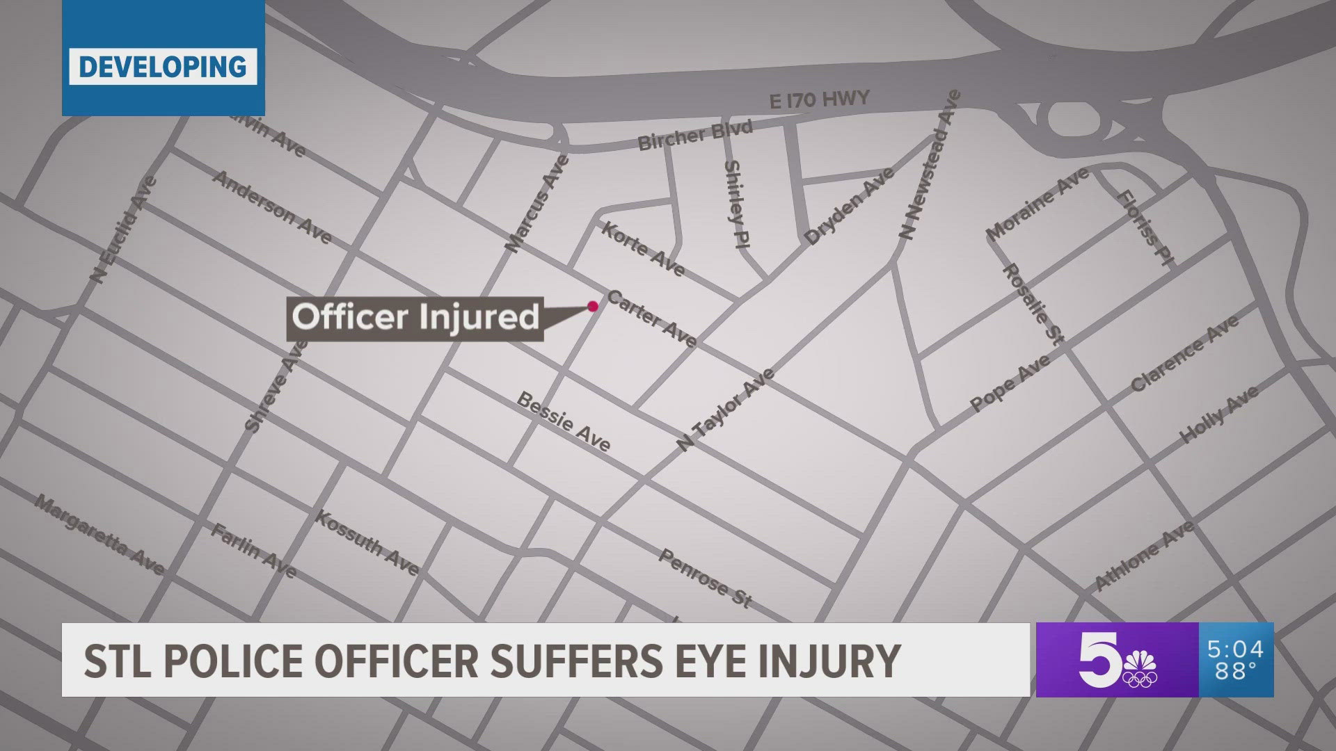 The 55-year-old officer suffered a serious injury to his left eye. St. Louis police did not provide an update on the officer's condition as of Saturday afternoon.