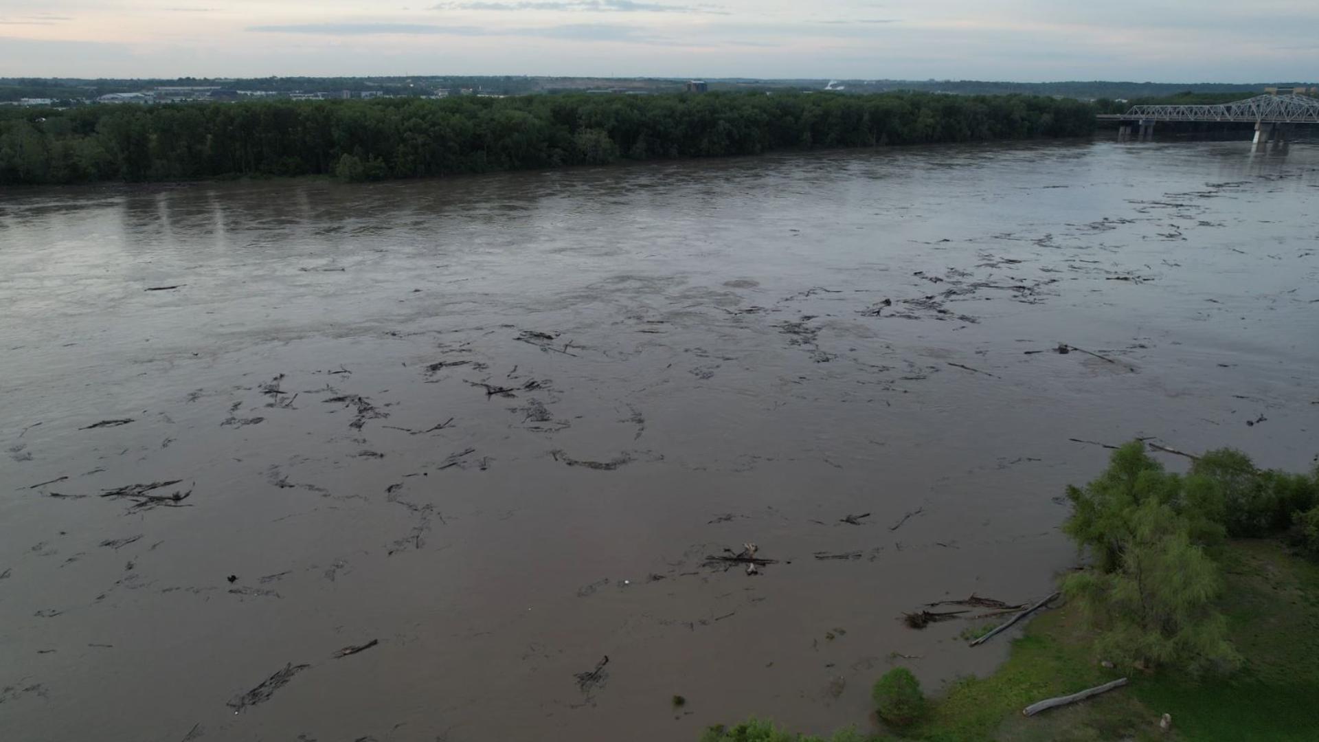 Drone Footage Missouri River In St Charles County Missouri