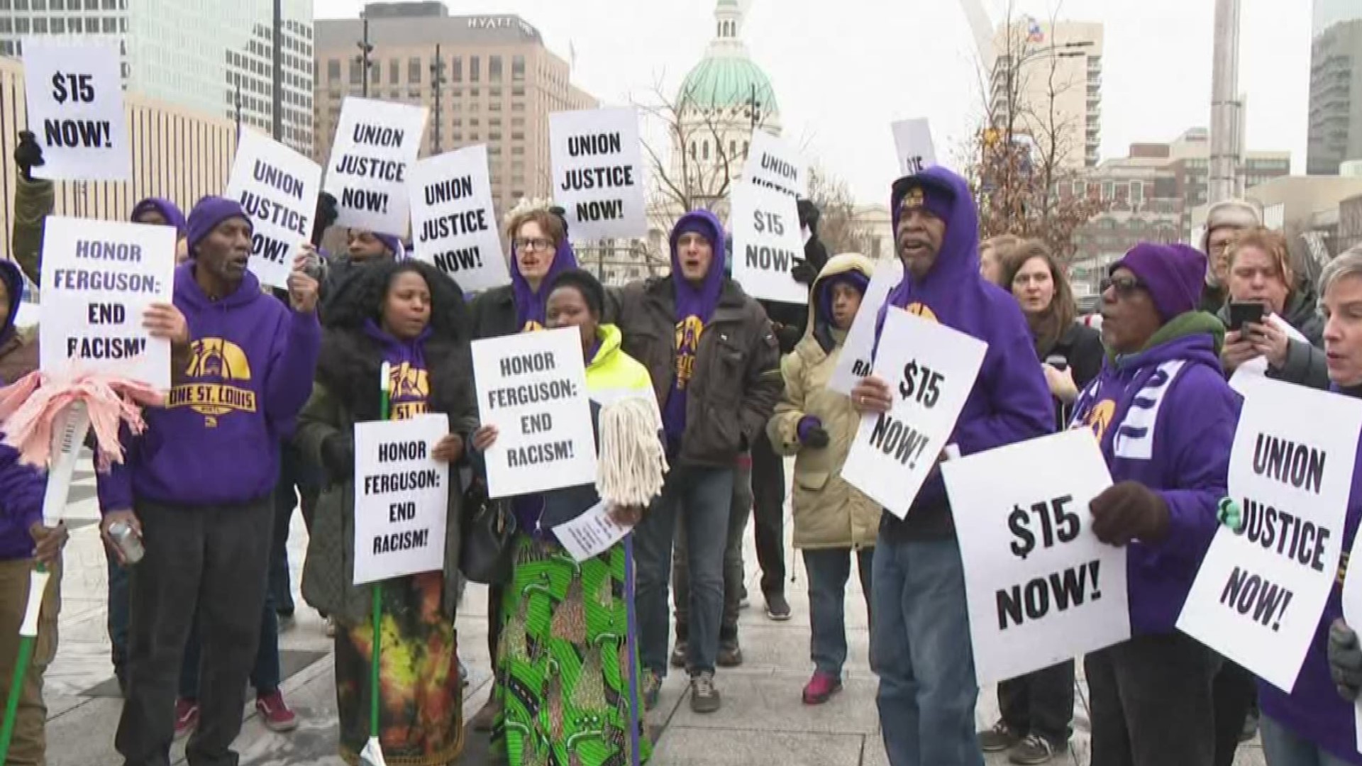 Police said the protesters were arrested for impeding traffic.