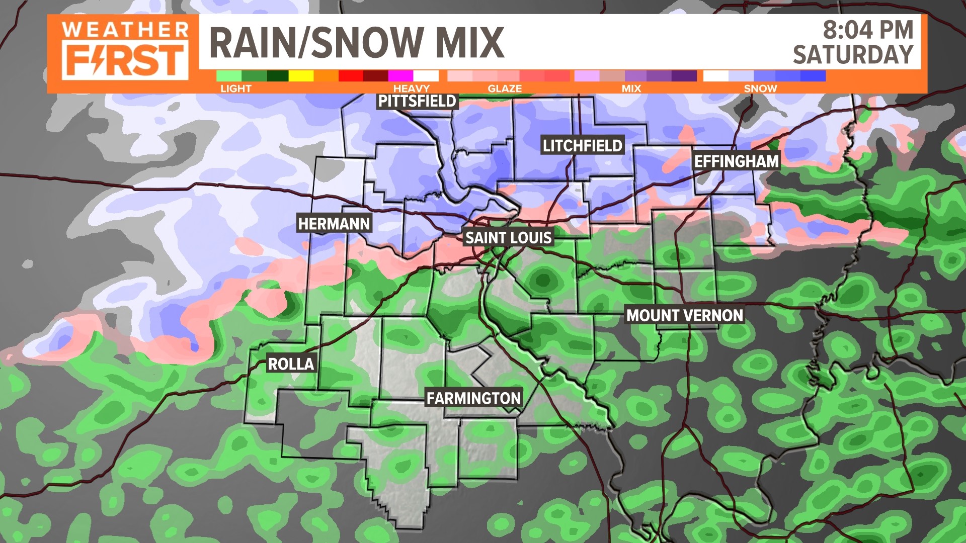 St. Louis forecast Wintry mix and heavy snow band north of I70