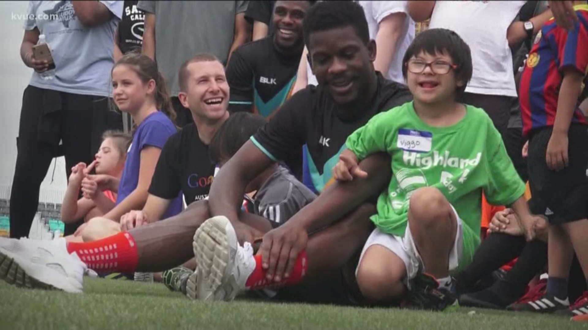 Children with Down syndrome take on Austin Bold FC during summer soccer