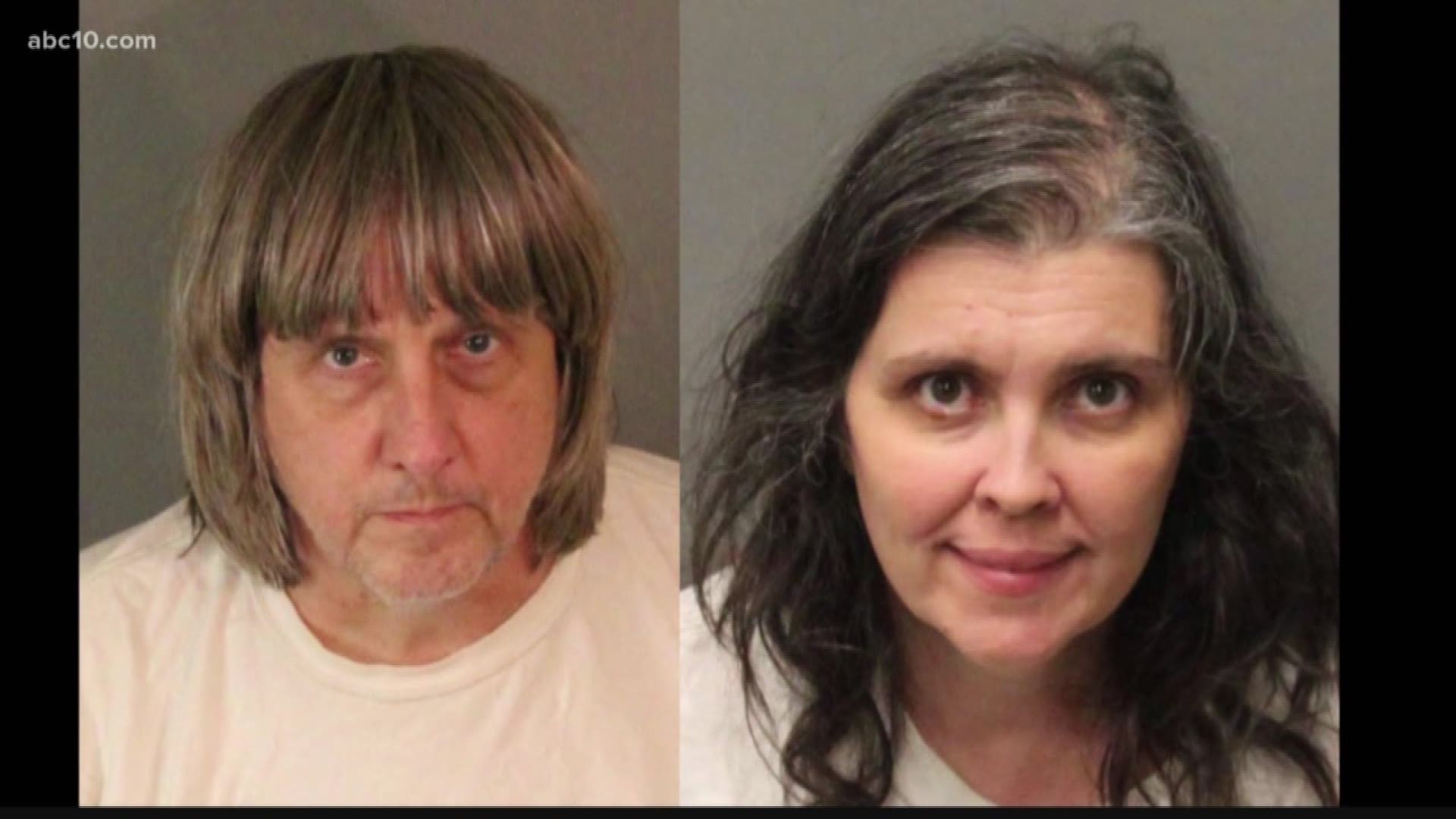 Two parents were arrested Sunday after their 17-year-old daughter led deputies to a home where her 12 brothers and sisters were locked away in filthy conditions, malnourished and chained to beds, sheriffs officials said.