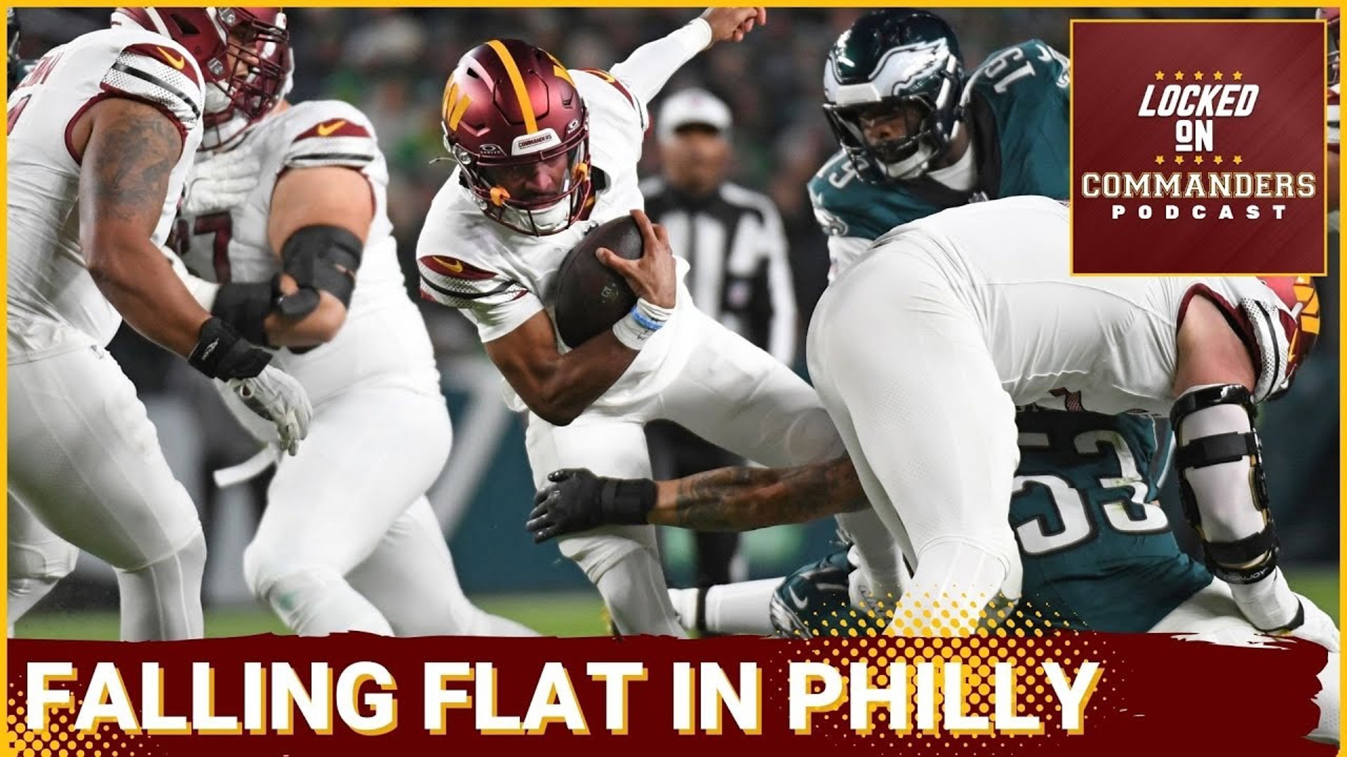 The Commanders' offense struggles in a tough 26-18 loss to the Eagles, with key issues like limited targets for Terry McLaurin and an ineffective run game.