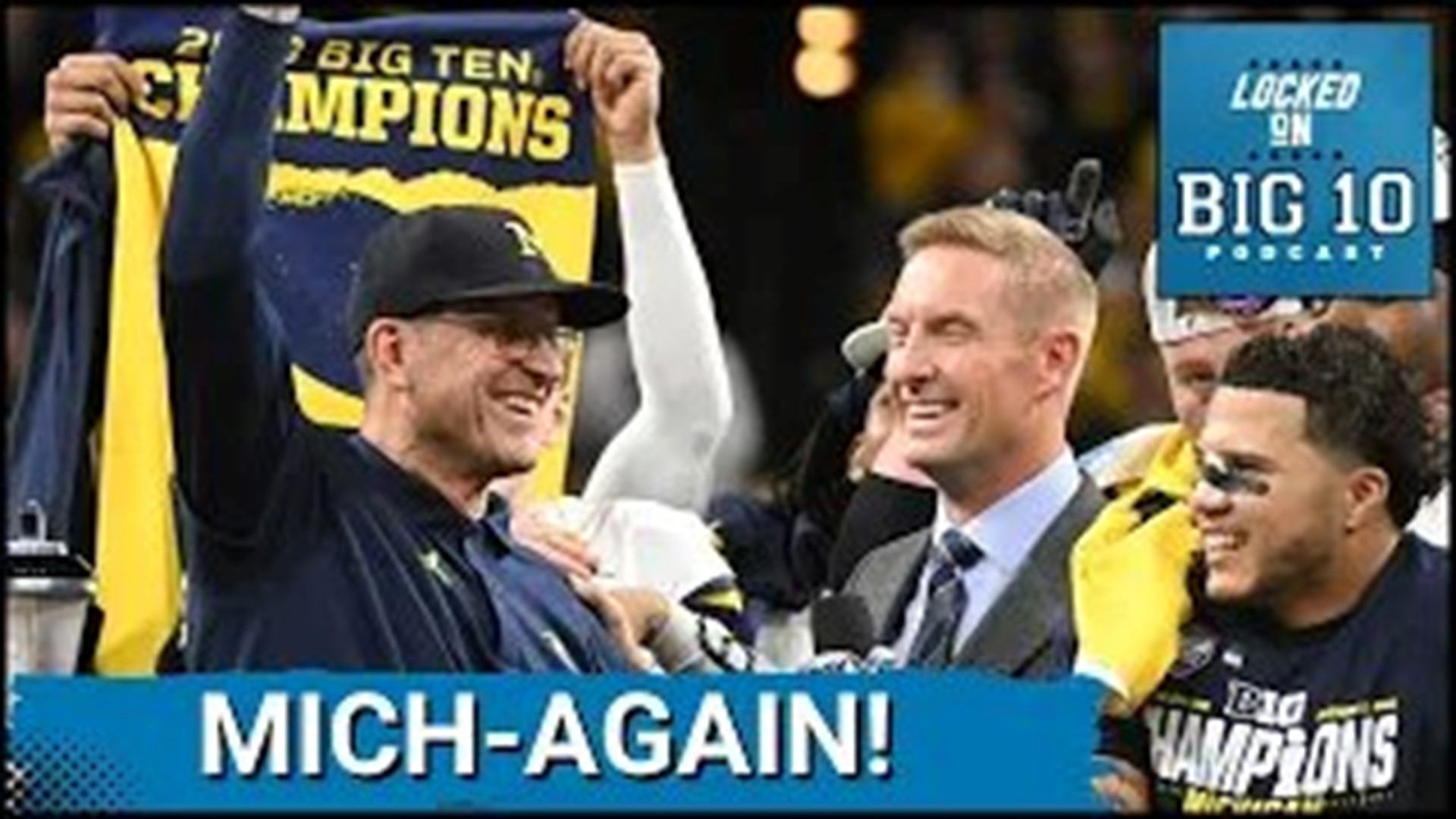 Jim Harbaugh and his Michigan Wolverines beat the Iowa Hawkeyes to claim their third straight Big 10 football championship.