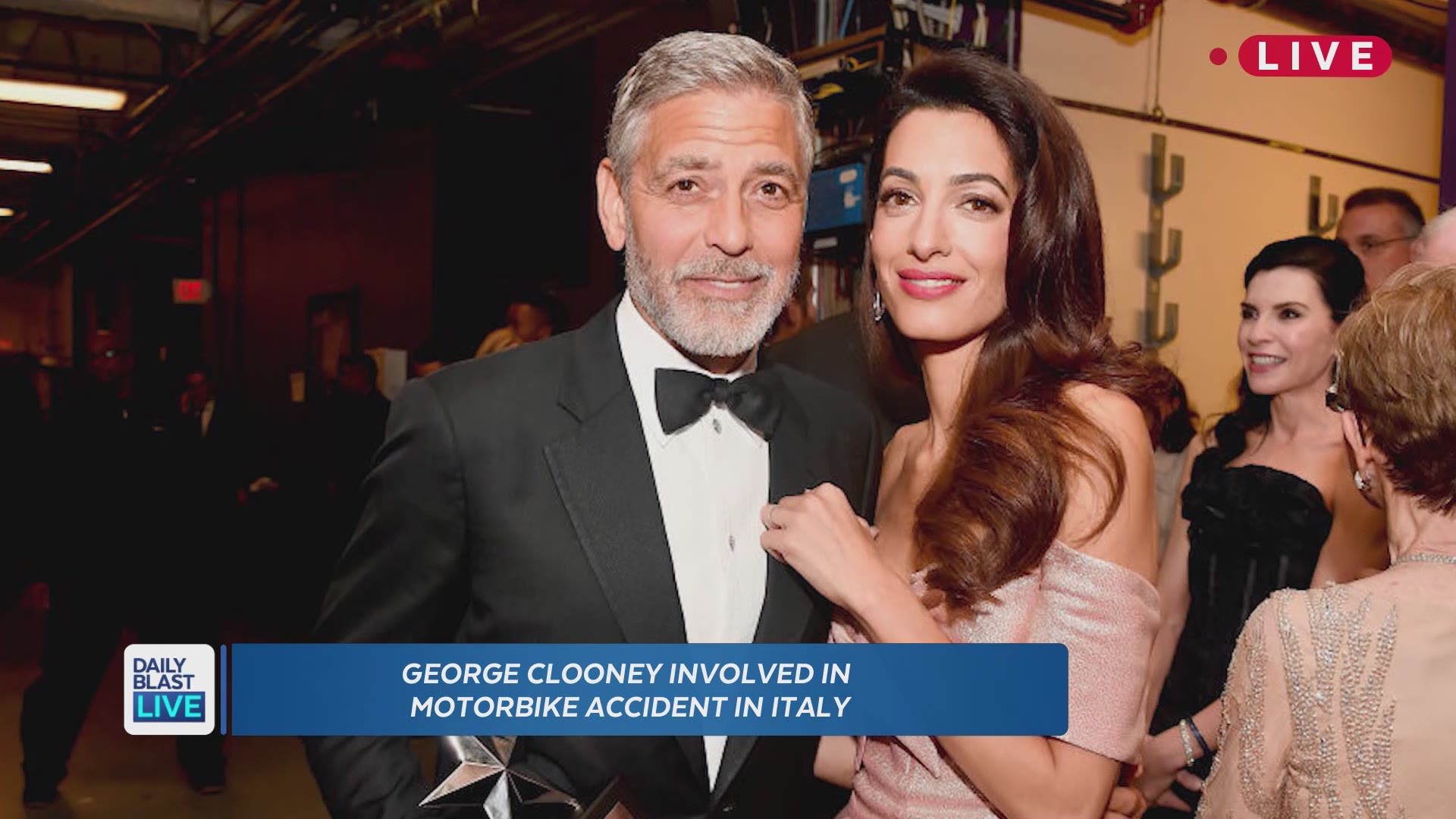 Actor George Clooney was taken to the hospital in Sardinia and released after his motor scooter and a car collided on the Italian island Tuesday, hospital officials said. Clooney reportedly was in Sardinia filming a television miniseries adapted from Jose