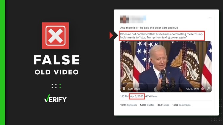 Trump indictment: Viral video of Joe Biden shared out of context