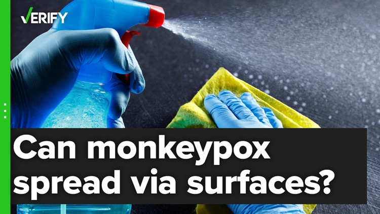 Yes, monkeypox can spread by touching contaminated surfaces