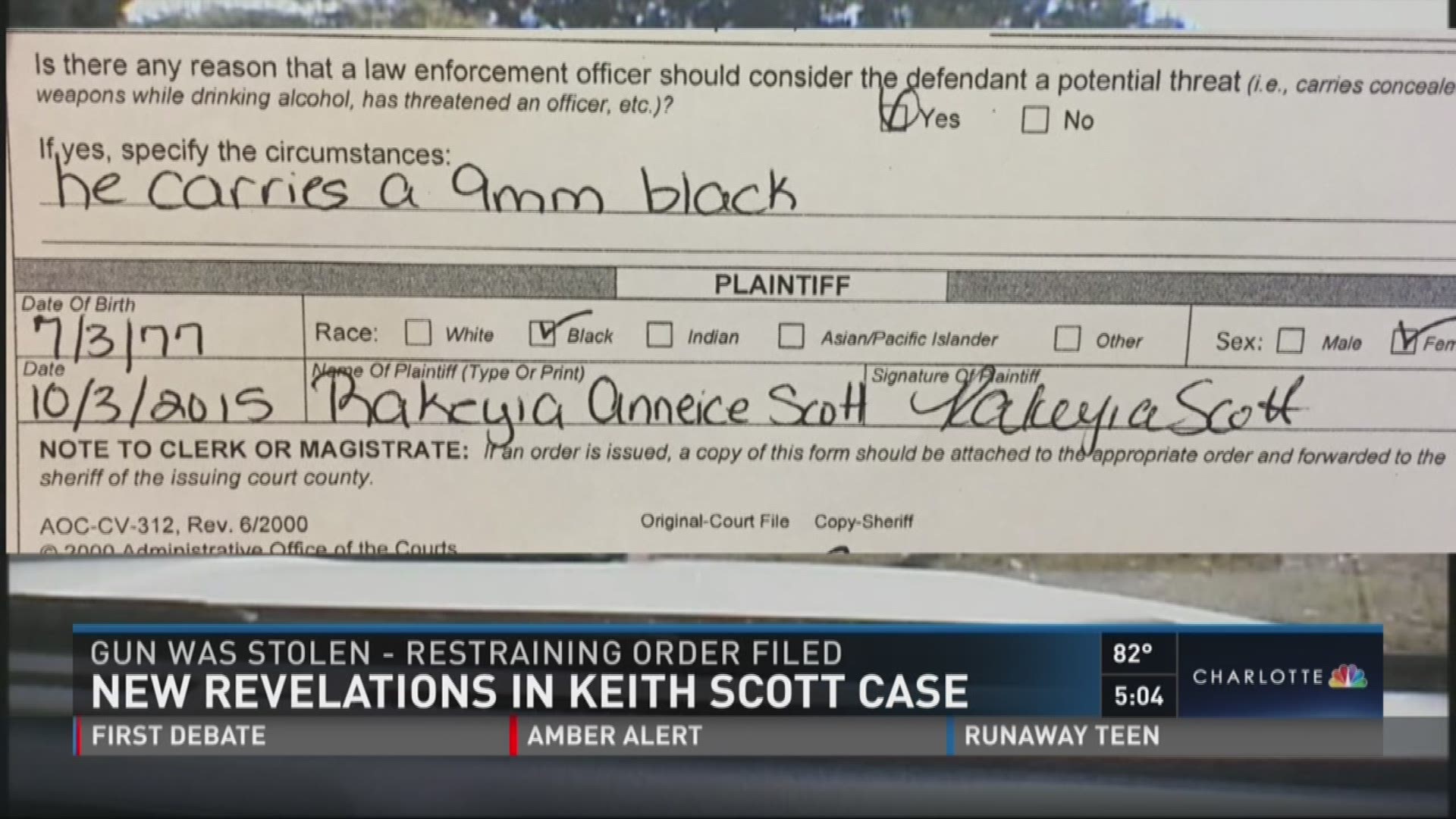 Shocking allegations revolving around the Keith Scott are unveiled as his wife previously having a restraining order and having a gun.