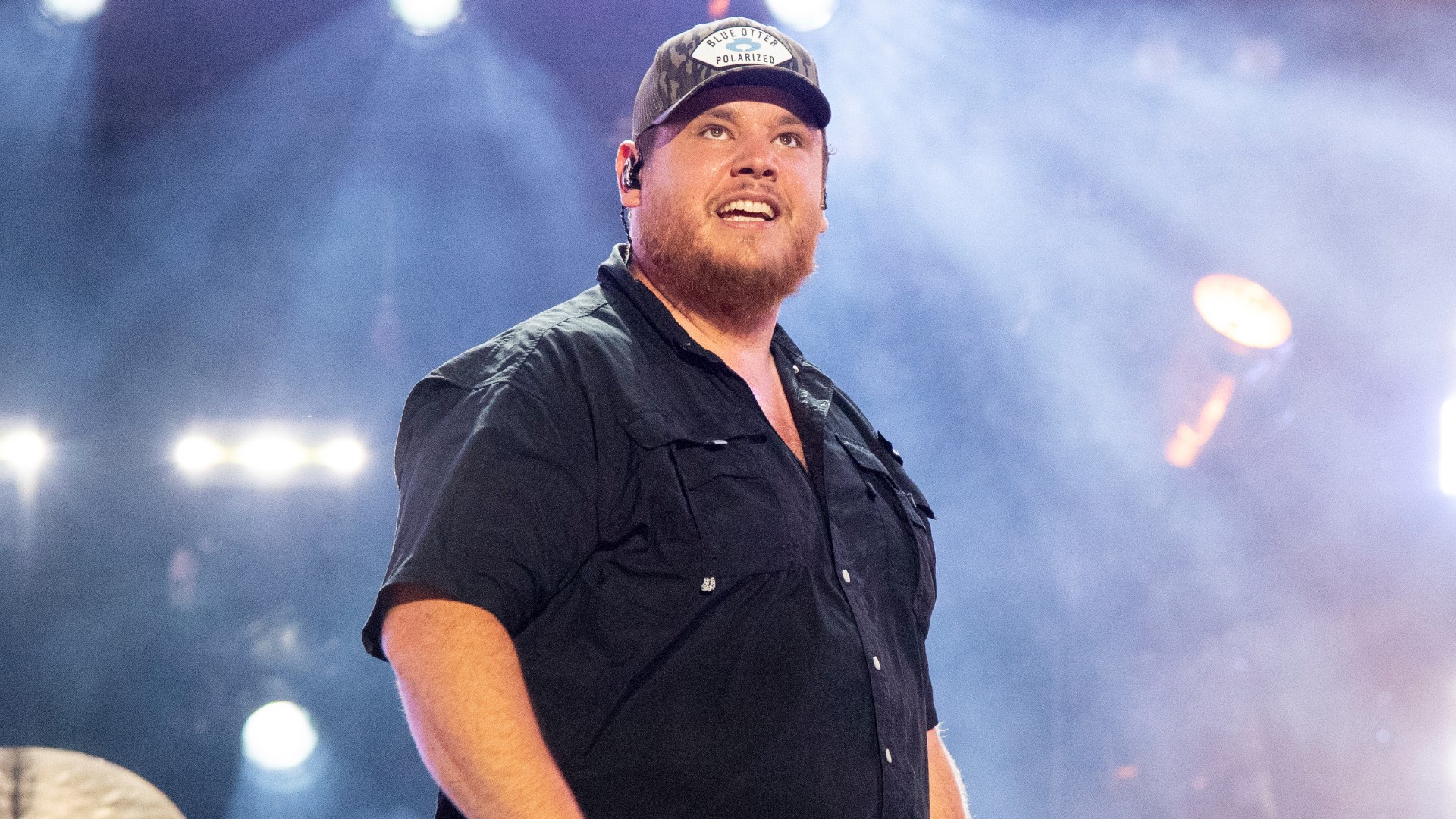 Luke Combs performing at Busch Stadium