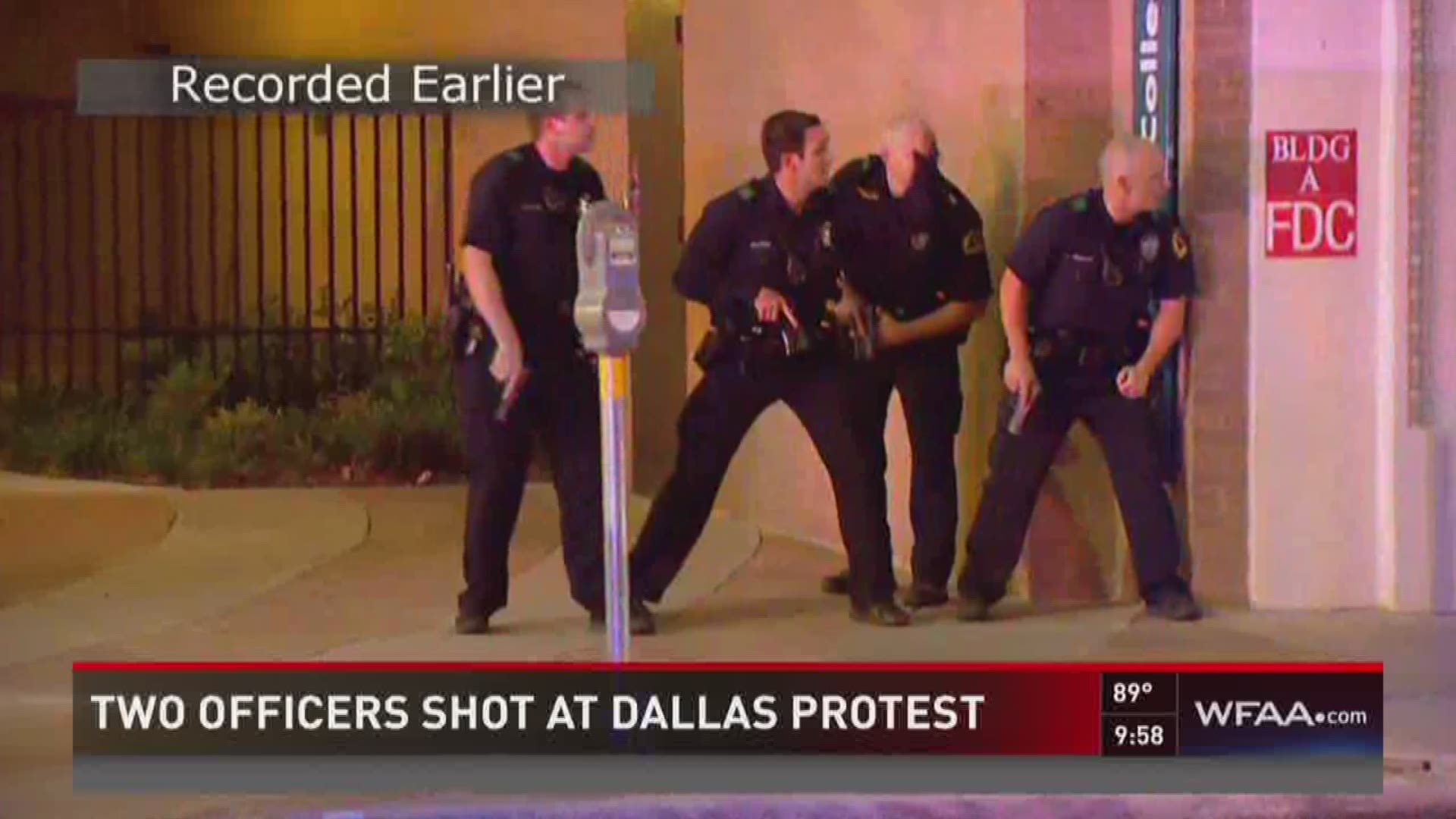 At least two police officers were wounded when shots were fired during a protest in downtown Dallas.