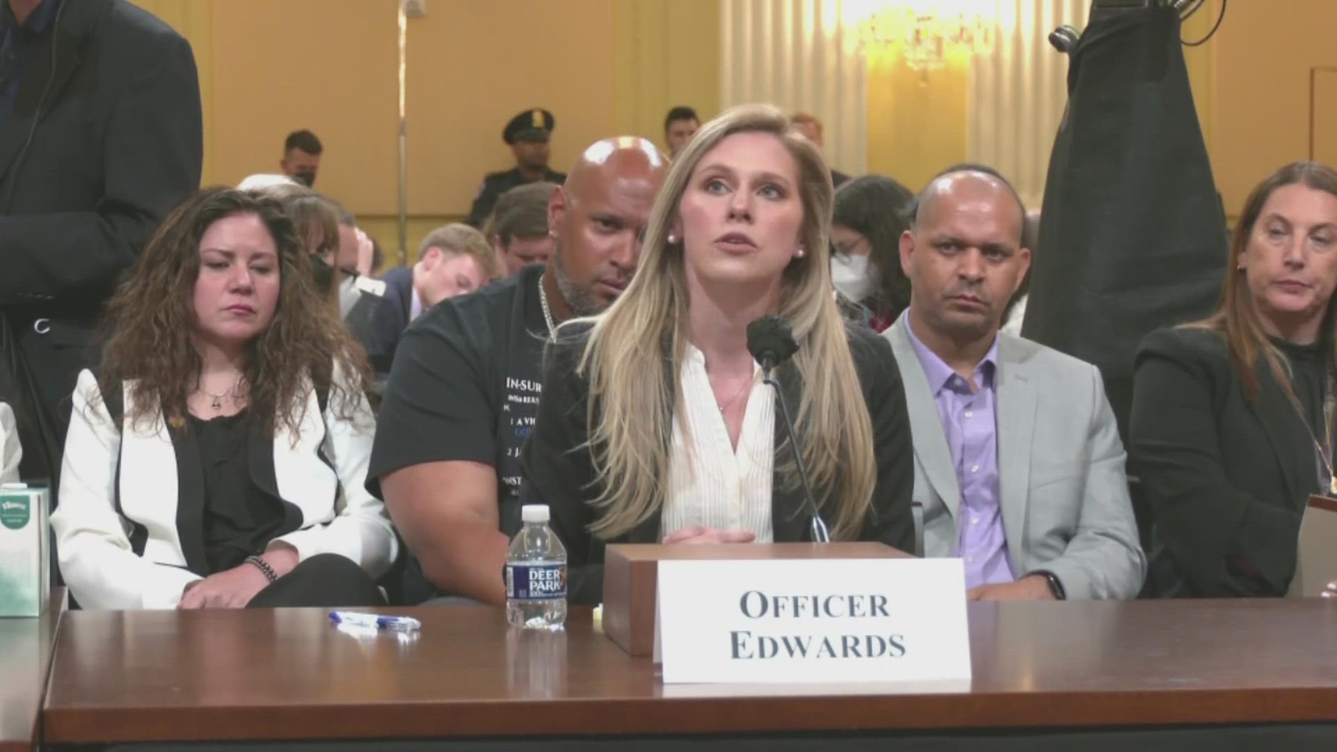 Officer Caroline Edwards said she was knocked unconscious, pepper sprayed and tear gassed while defending the Capitol during the Jan. 6 attack.