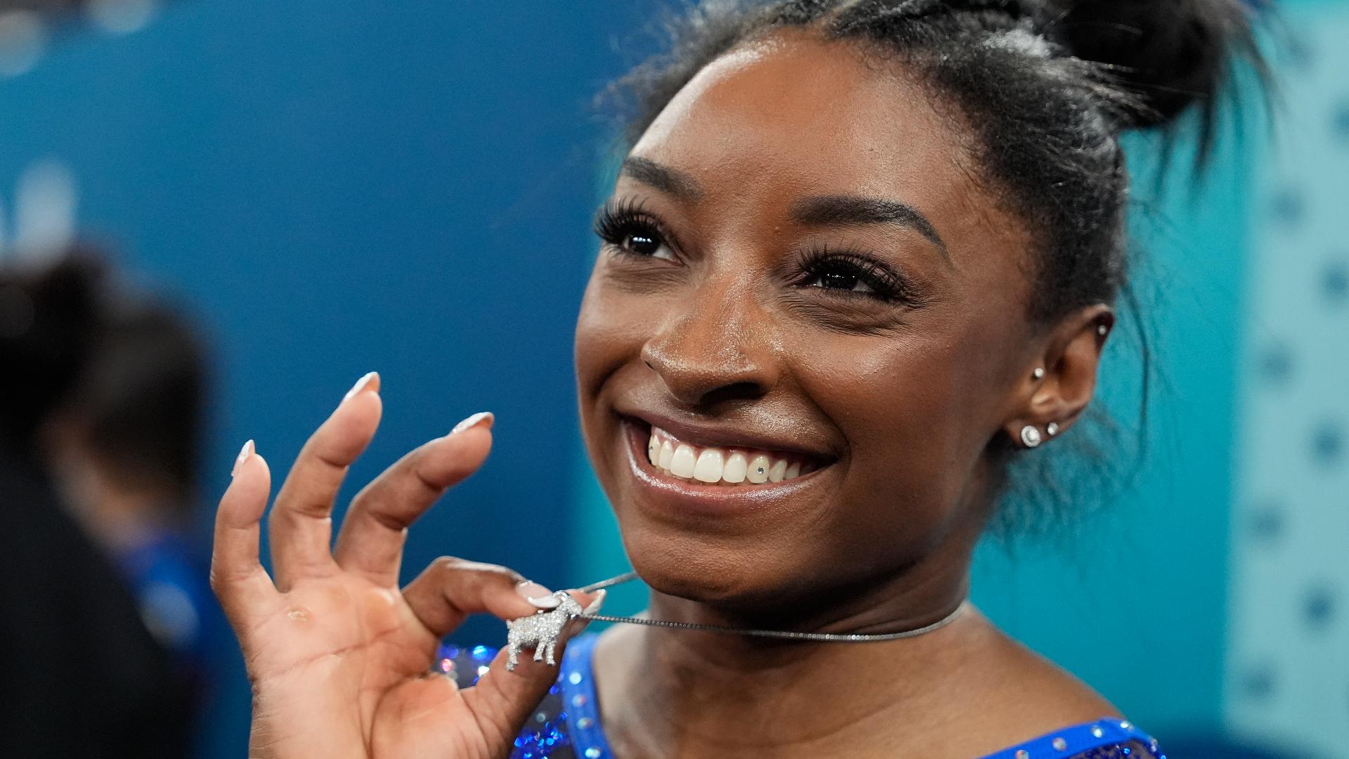 Simone Biles wears goat chain as she won 6th Olympics gold medal
