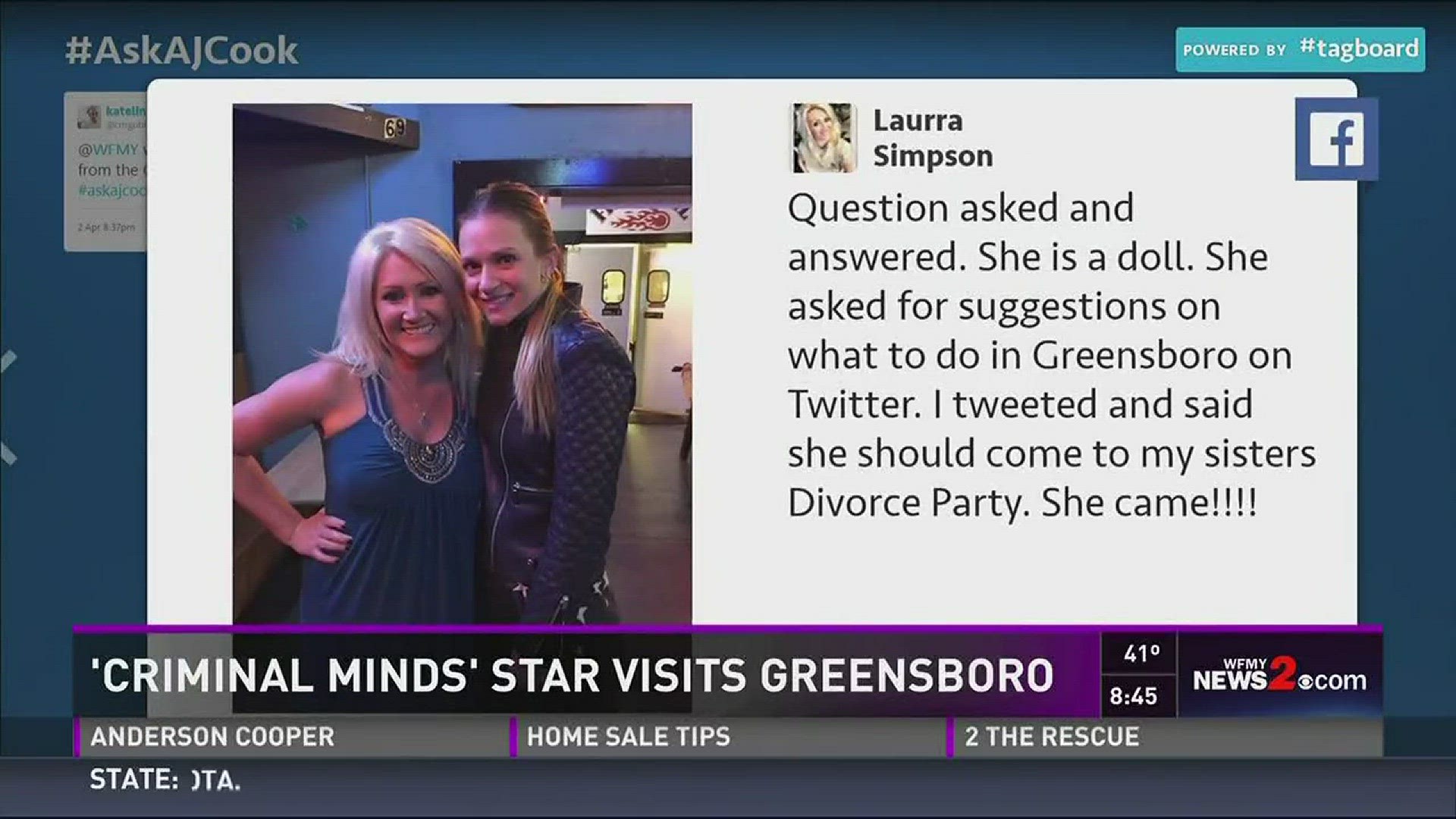 The Criminal Minds star's night in Greensboro.