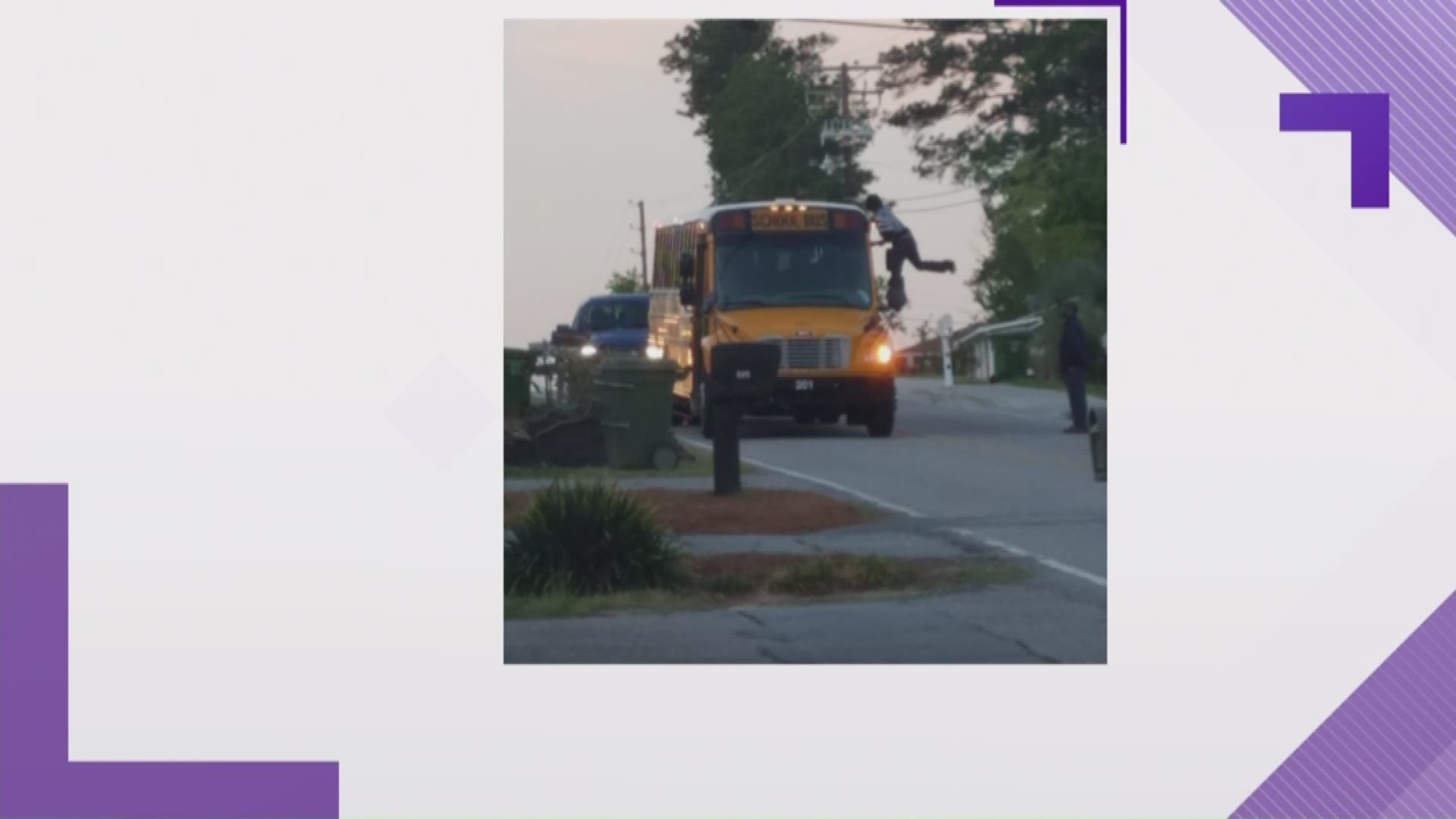 Richland County Deputies detained a woman who was jumping on a South Carolina school bus this morning.  