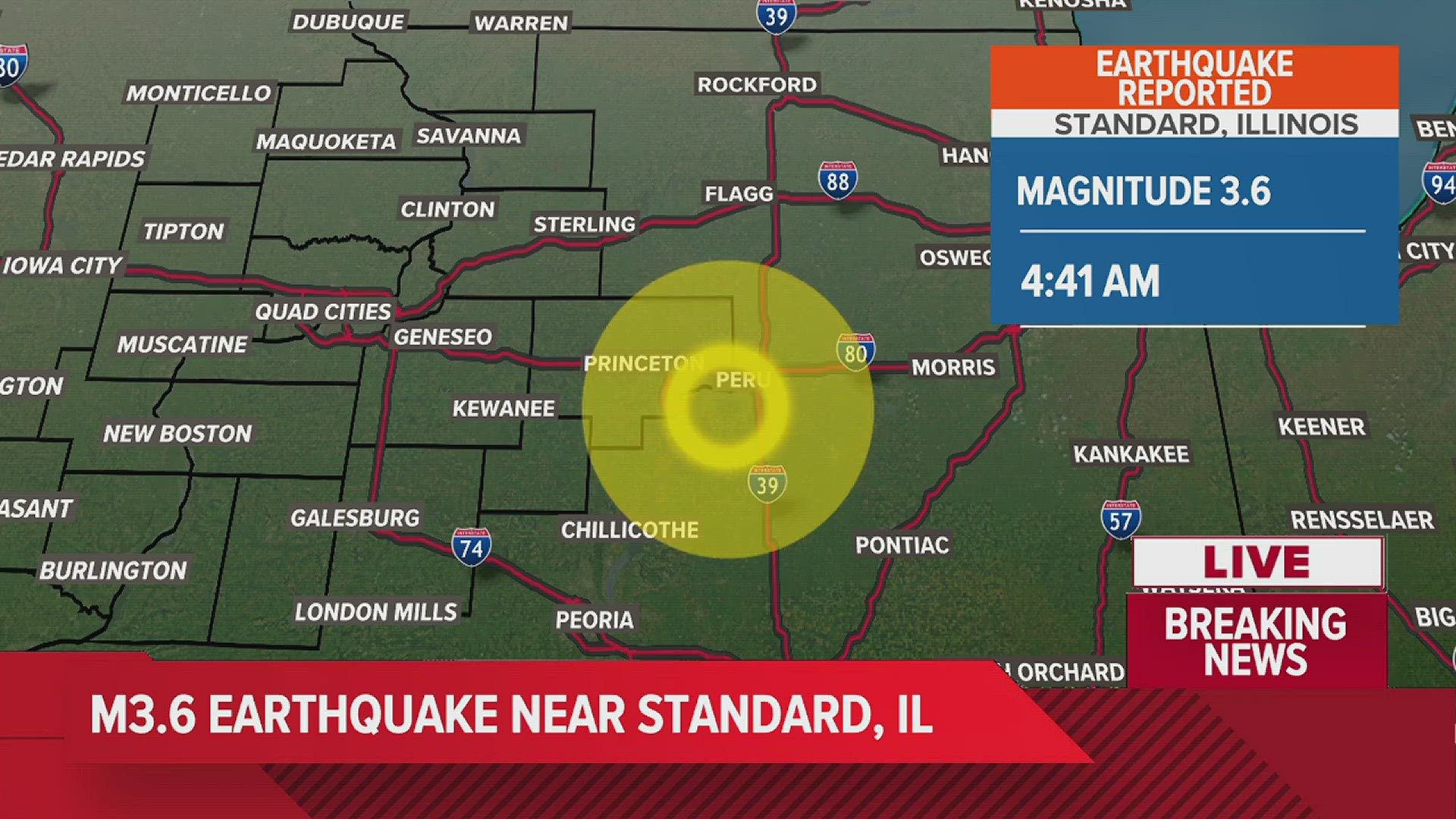 The USGS confirms a magnitude 3.6 earthquake shook parts of central Illinois Wednesday morning.