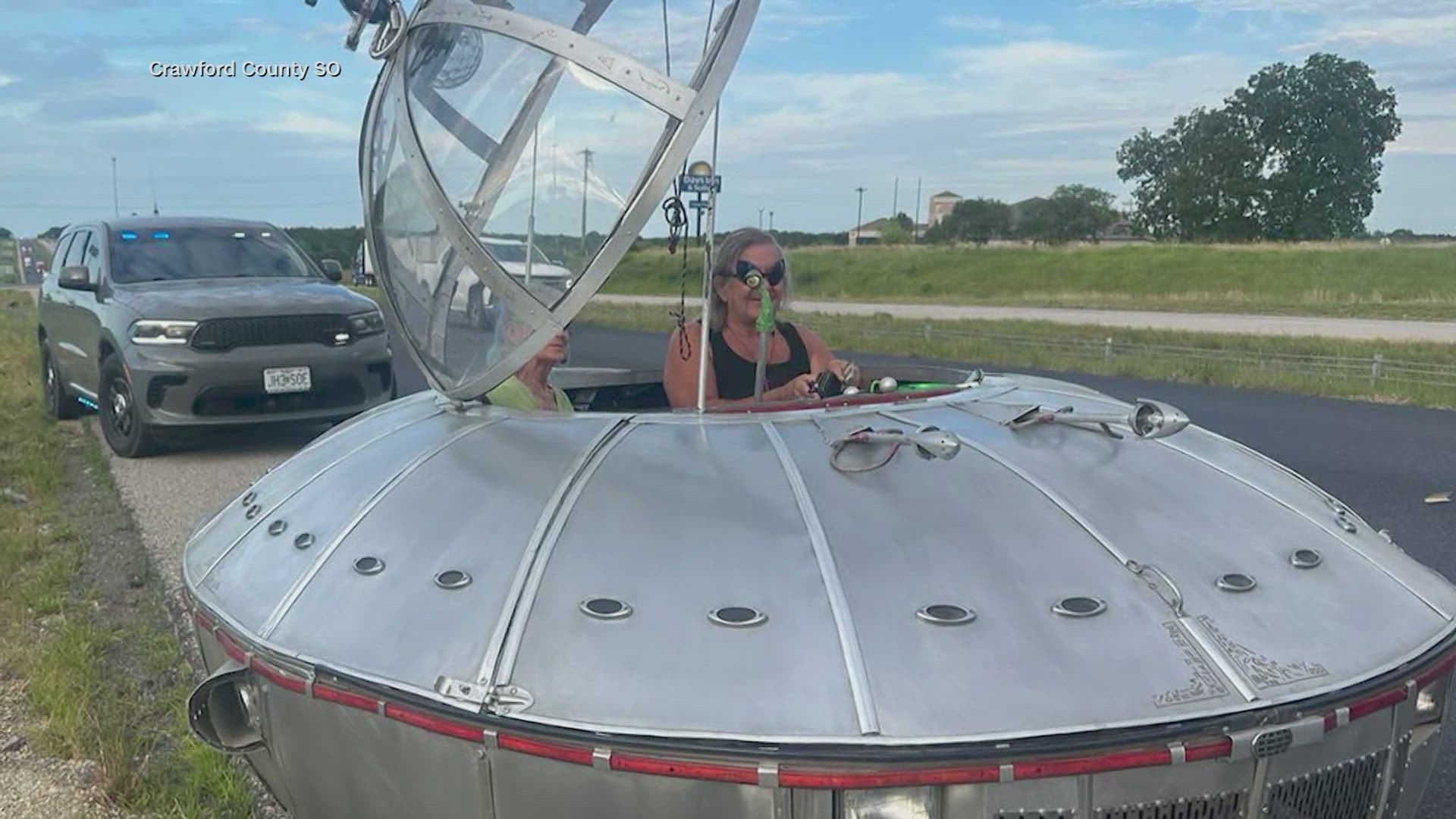 A Hoosier driving a unique car across the country is catching the attention of police everywhere he goes.