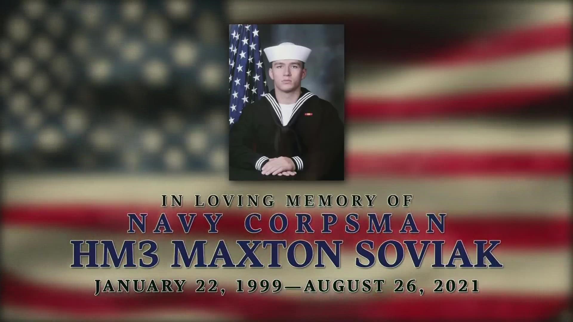 US Navy Corpsman Max Soviak of Berlin Heights, Ohio, was killed in Afghanistan on Aug. 26 while helping to evacuate people from the airport in Kabul.