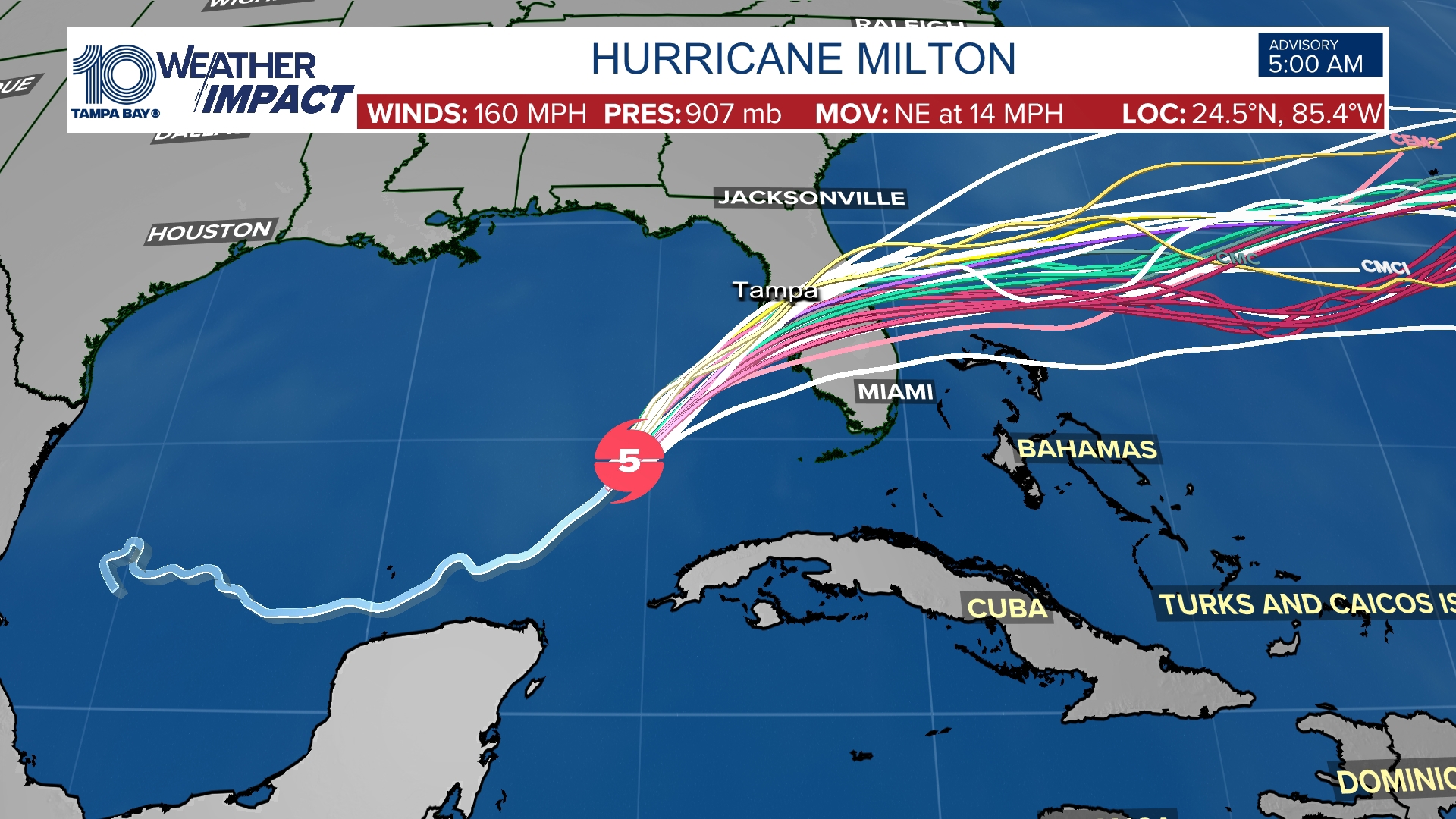 LIVE HURRICANE MILTON TRACKER: Watch Hurricane Milton as it moves toward Florida with spaghetti models, forecast cones and more.