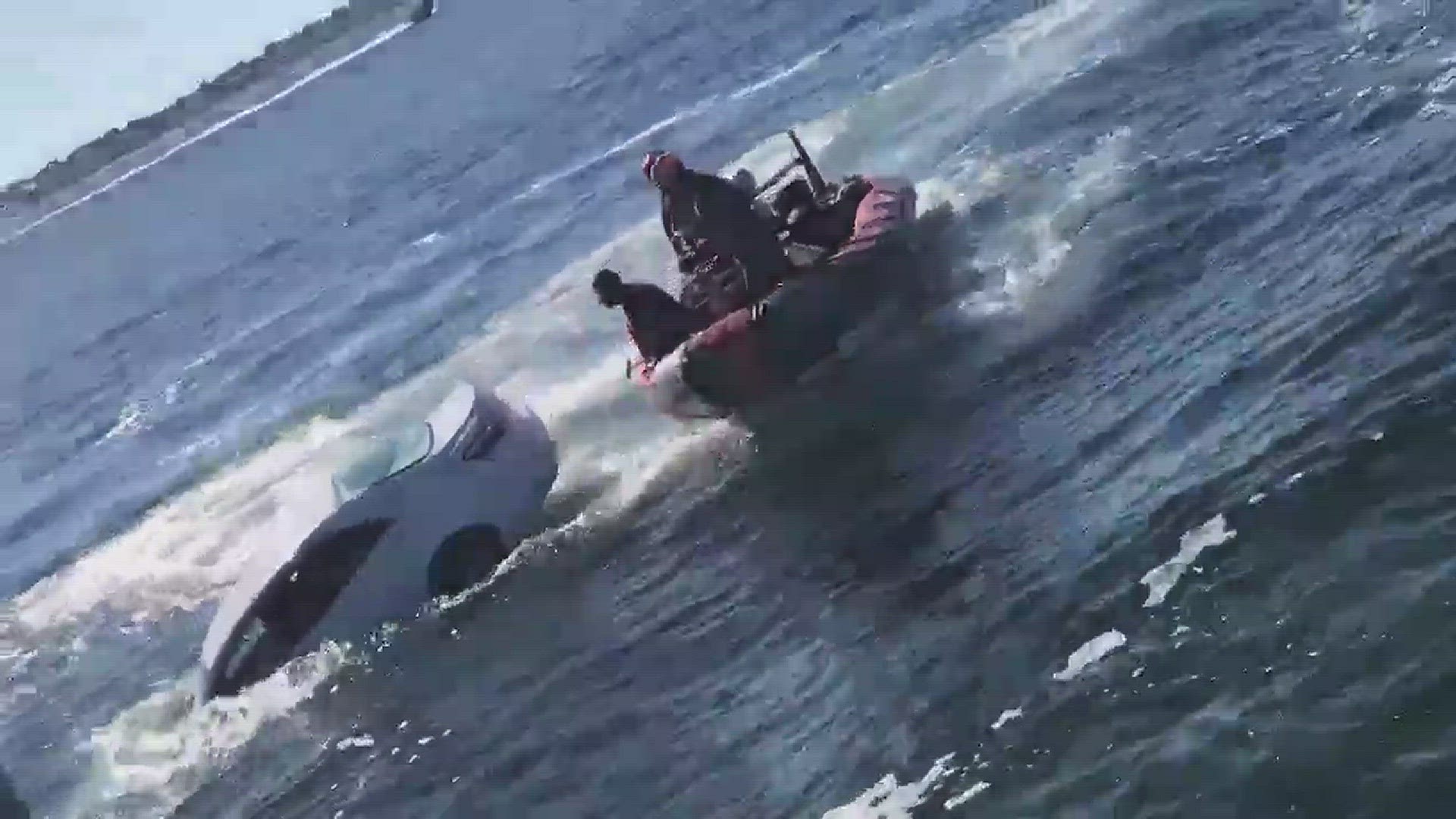 VIDEO: Coast Guard rescues elderly man after car plunges into marina