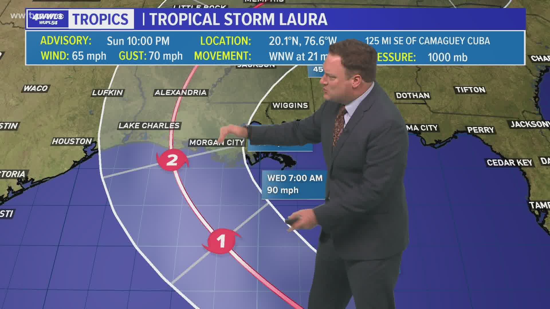 Tropical storm force wind, heavy rain and storm surge will still be concerns Monday through Wednesday.