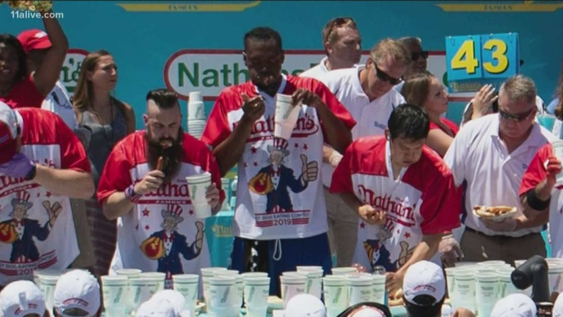 Sadly, Oji couldn't beat grand champion Joey Chestnut.