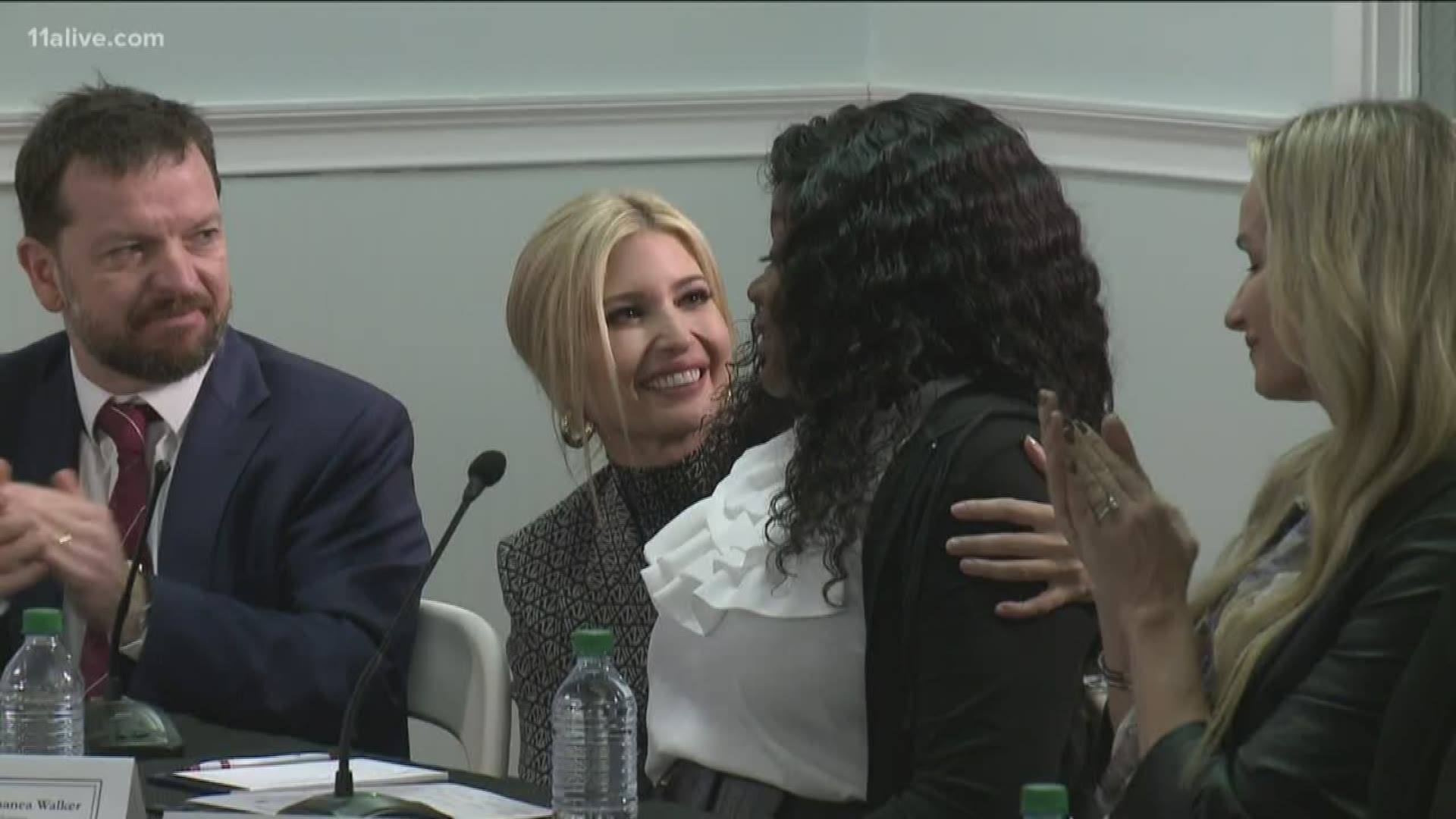 The president's daughter and advisor met with public officials and trafficking survivors.