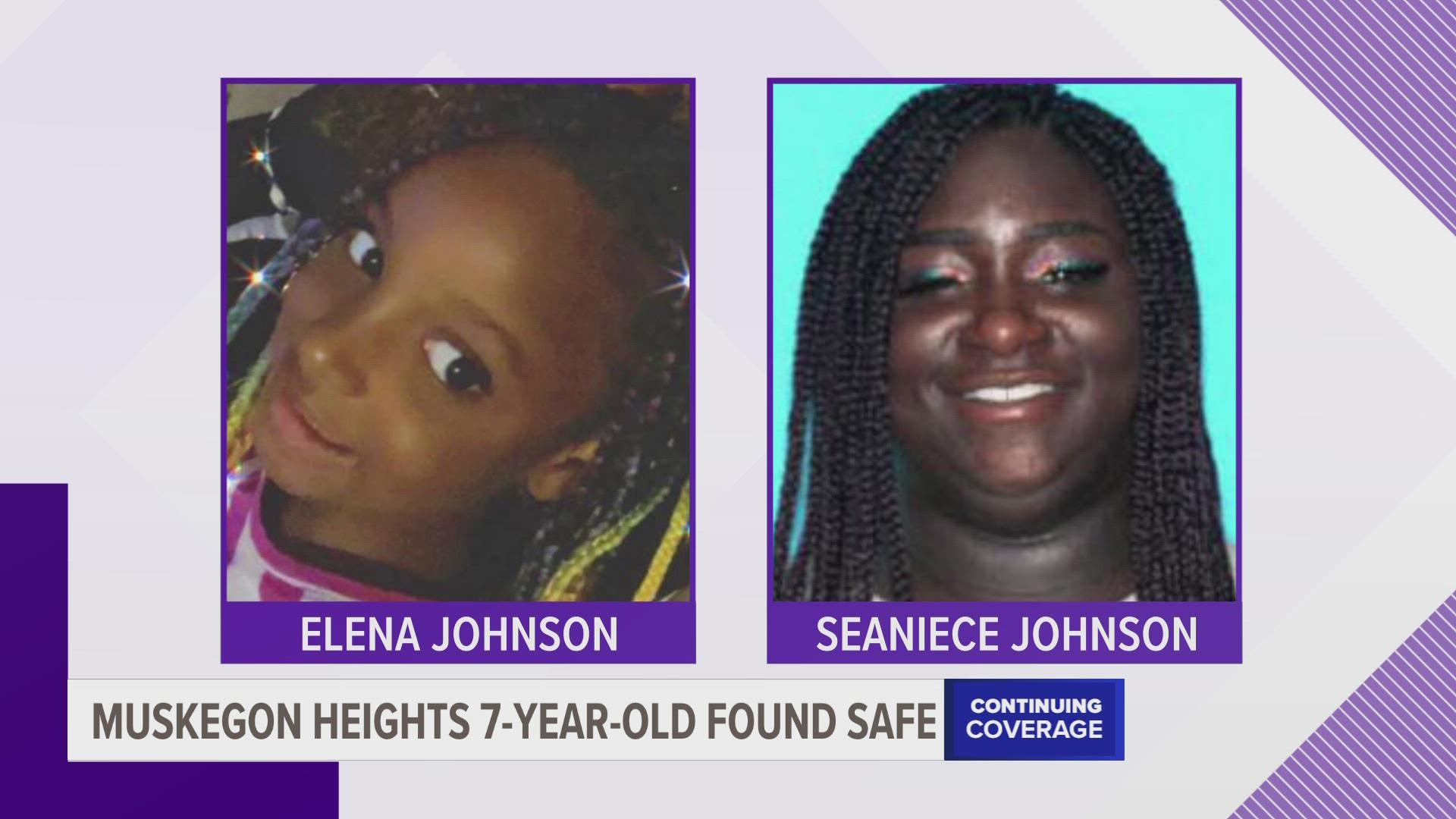 Police say Elena Joyce Johnson, 7, was forcibly taken from her father's home by her mother, Seaniece Johnson, with the help of three men.